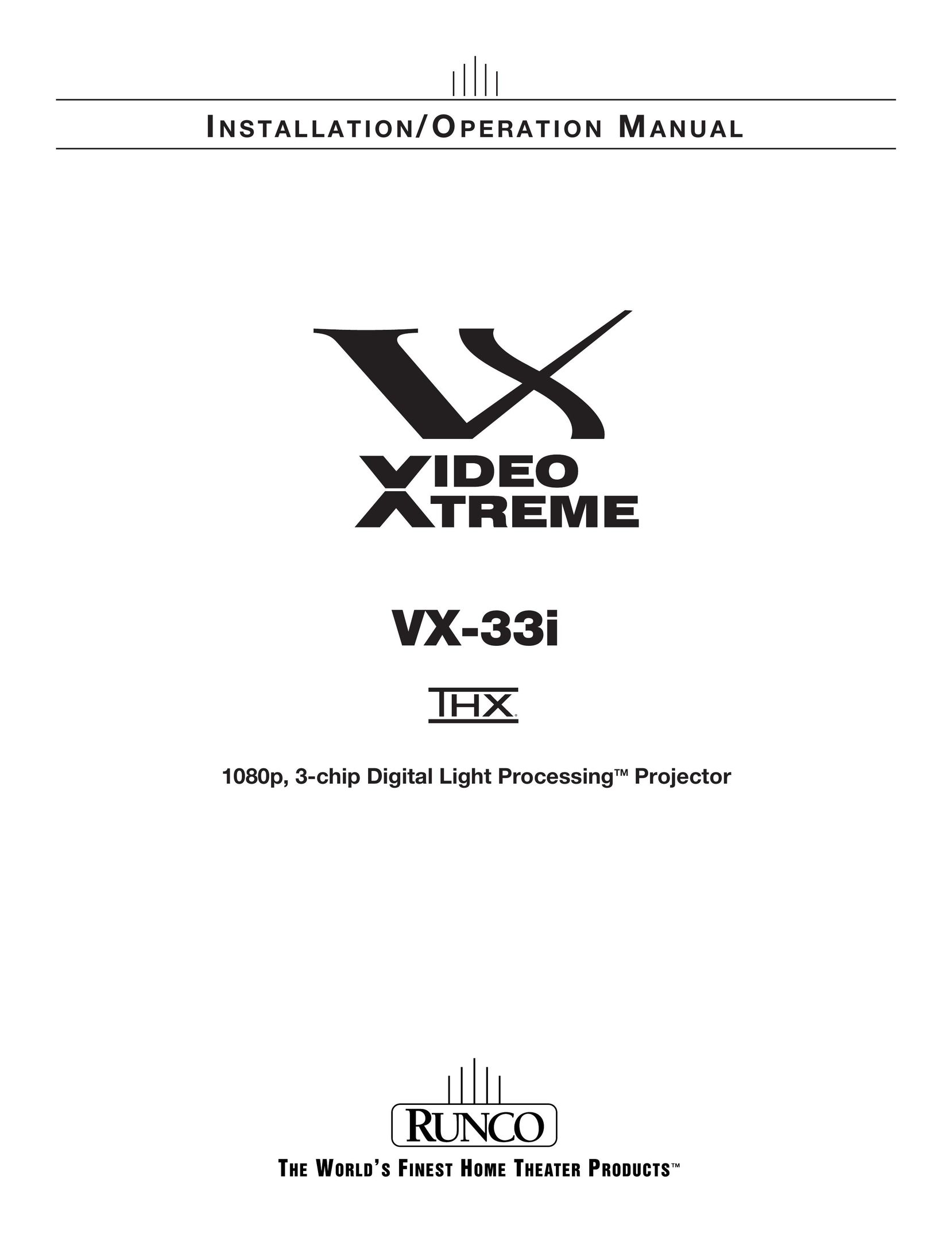 Runco VX-33I Projection Television User Manual