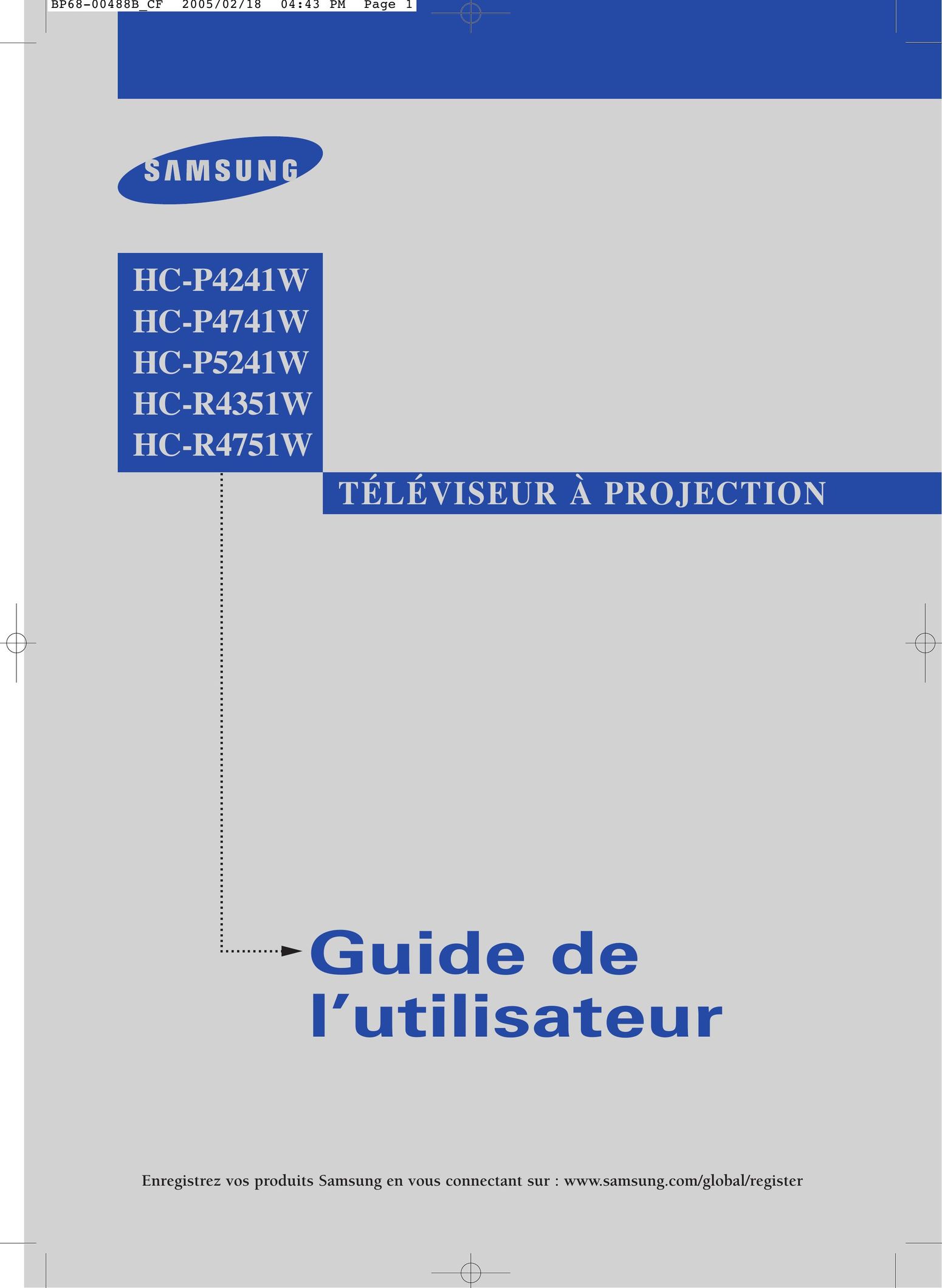 Samsung HC P4741W Projection Television User Manual