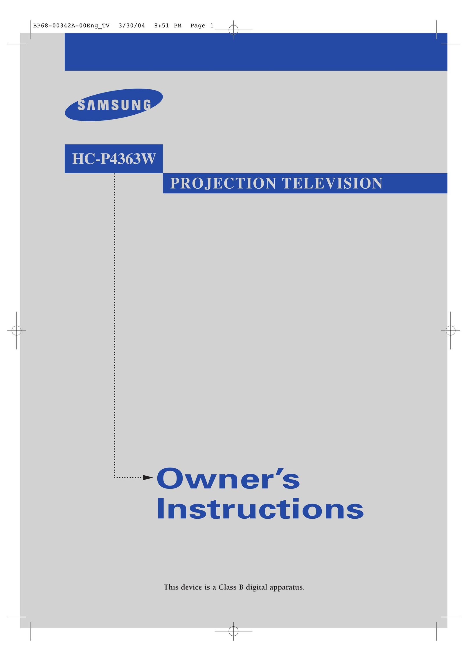 Samsung HC-P4363W Projection Television User Manual