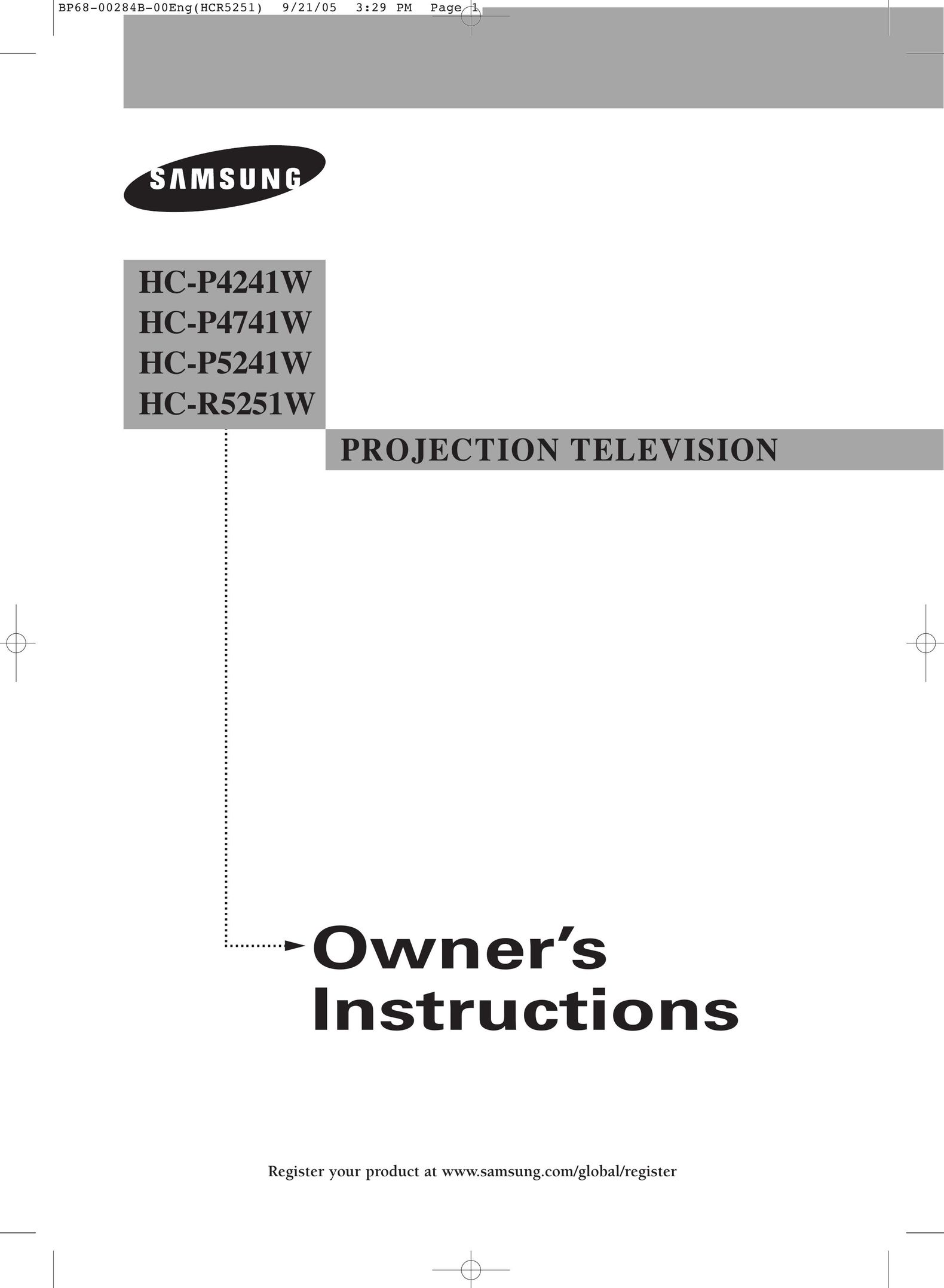 Samsung HC-R5251W Projection Television User Manual
