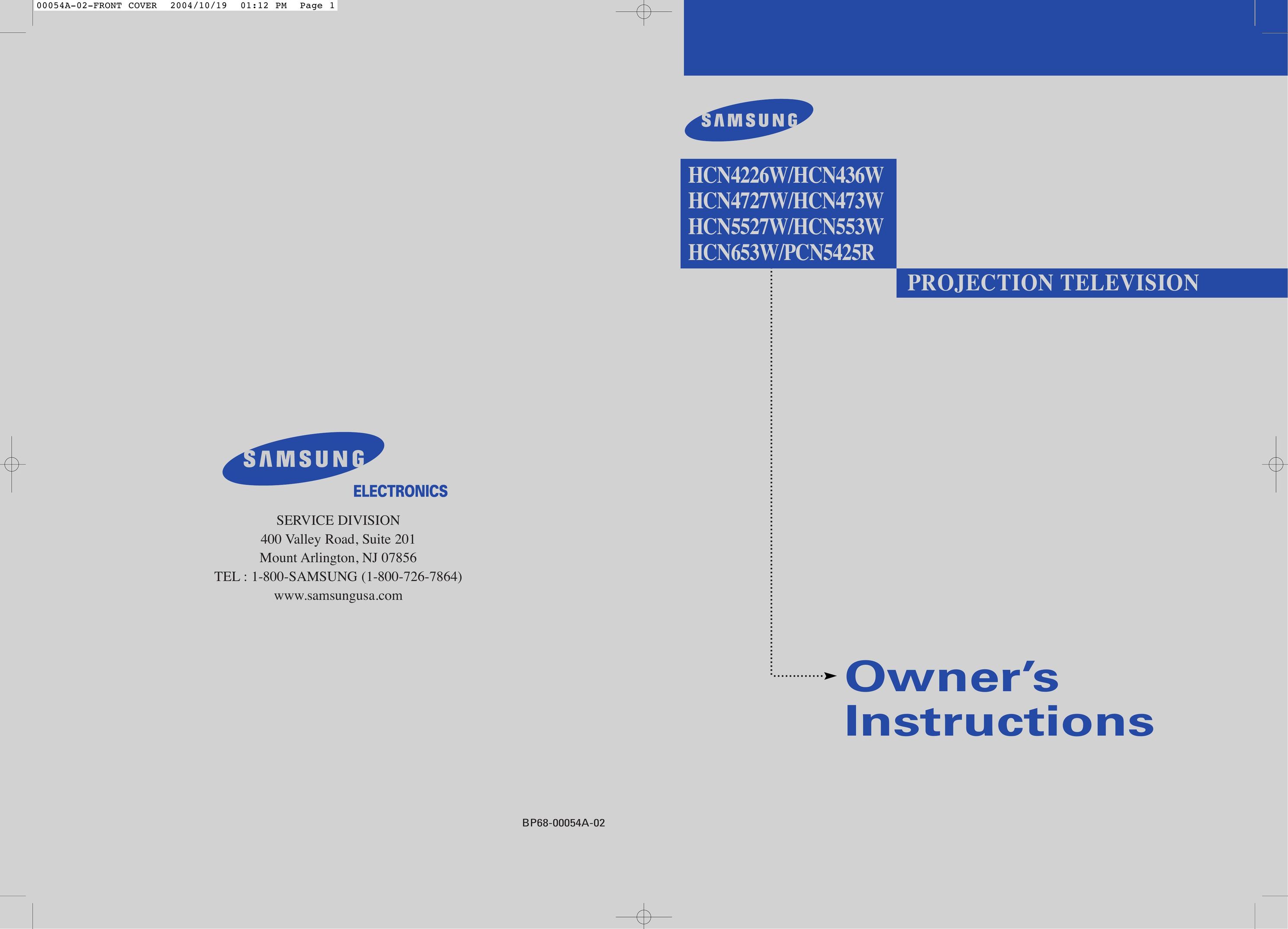 Samsung HCN436W Projection Television User Manual