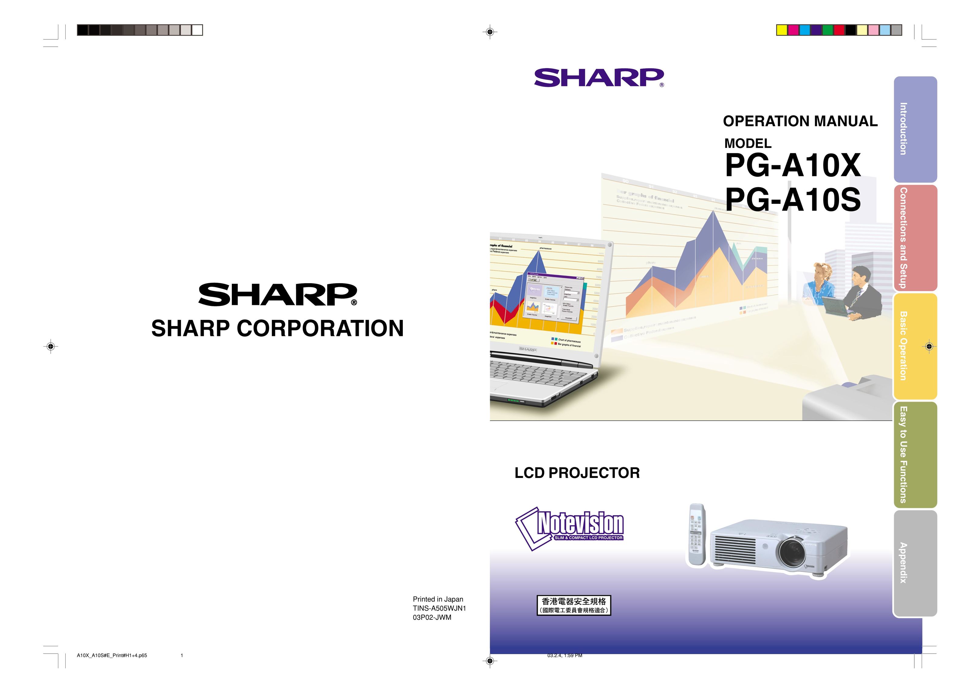Sharp PG-A10S Projection Television User Manual