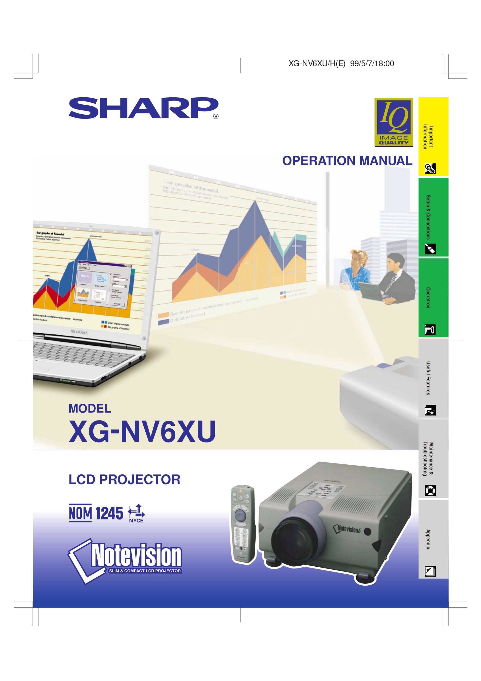 Sharp XG - NV6XU Projection Television User Manual