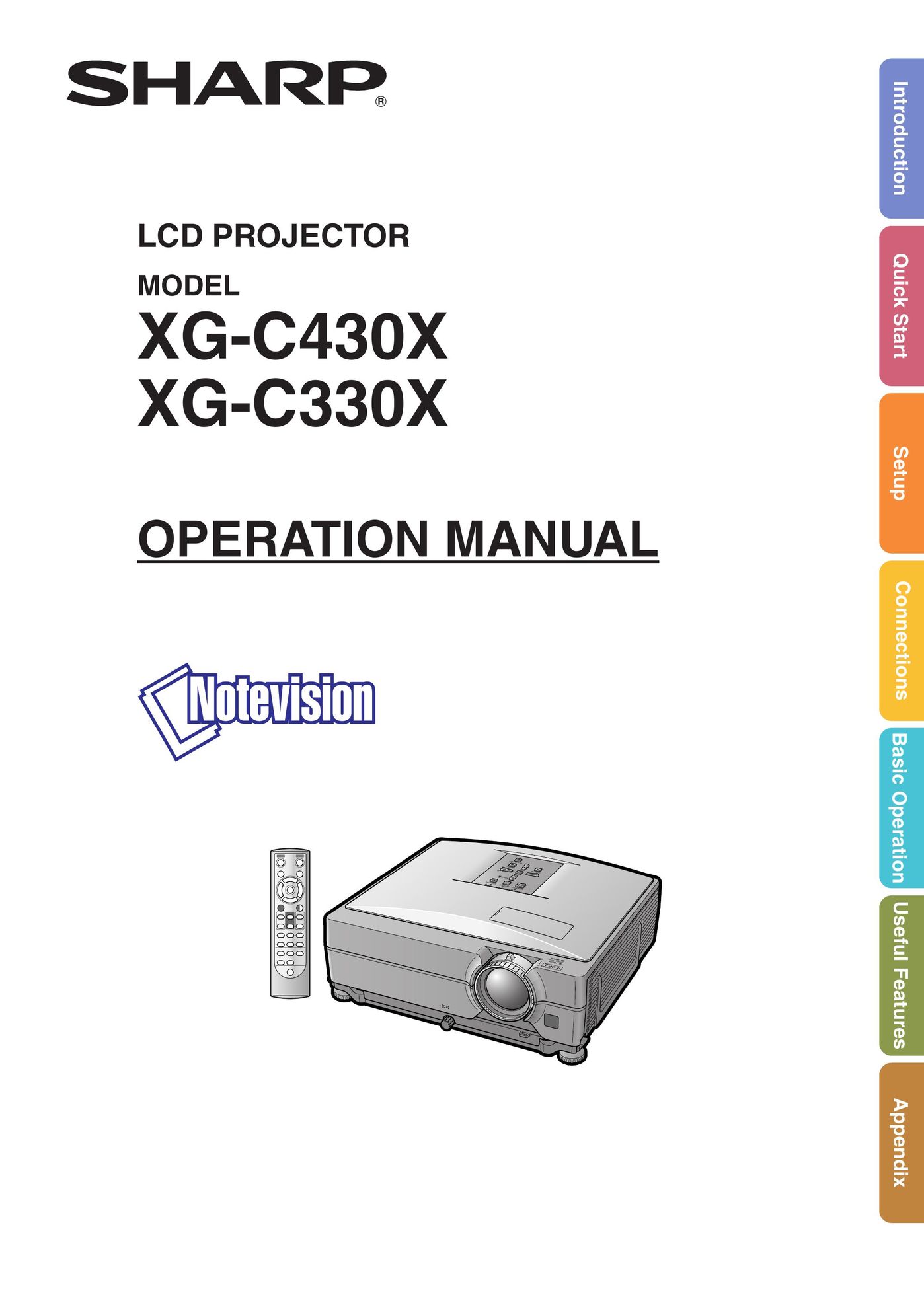 Sharp XG-C330X Projection Television User Manual