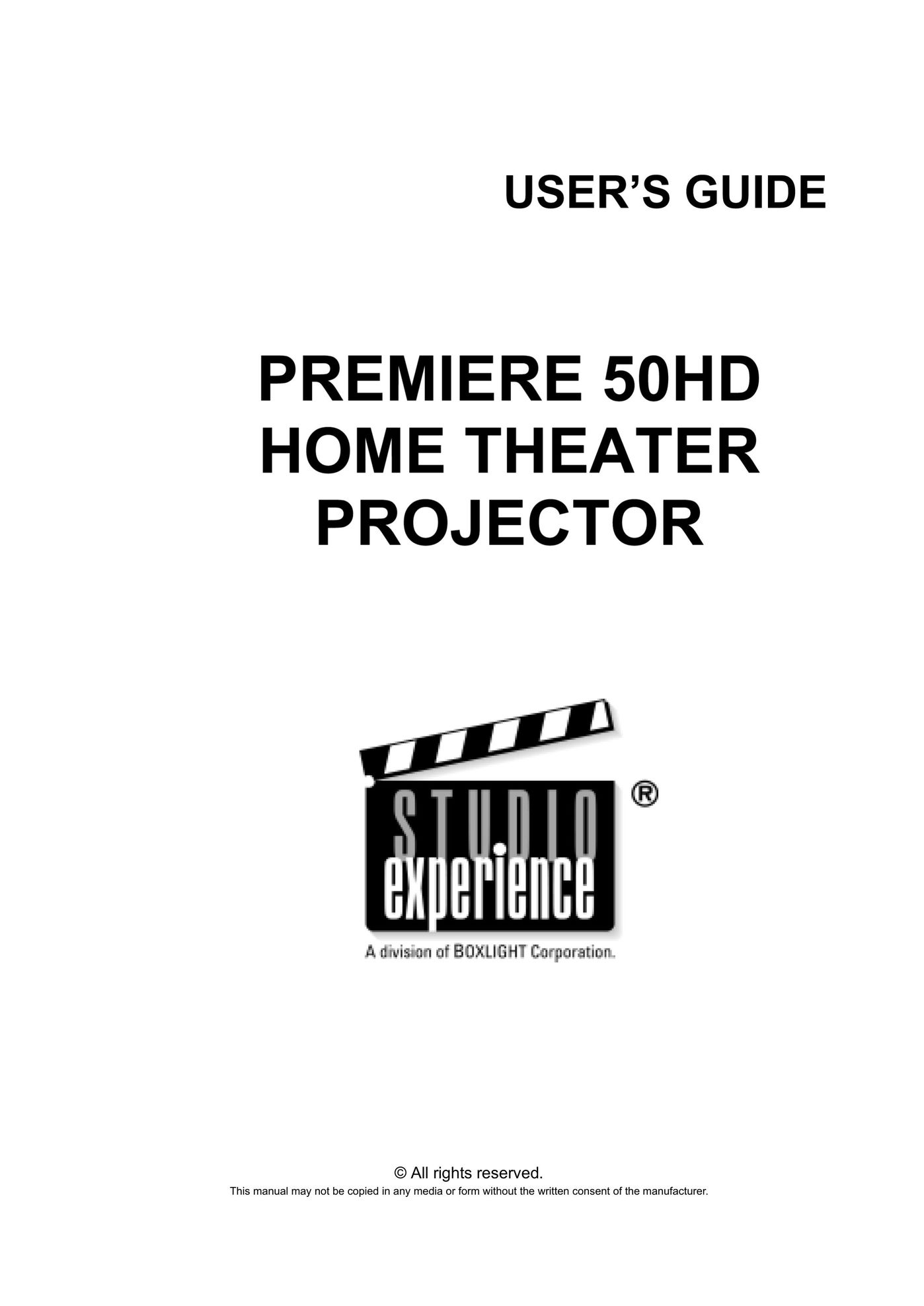 Silicon Optix 50HD Projection Television User Manual