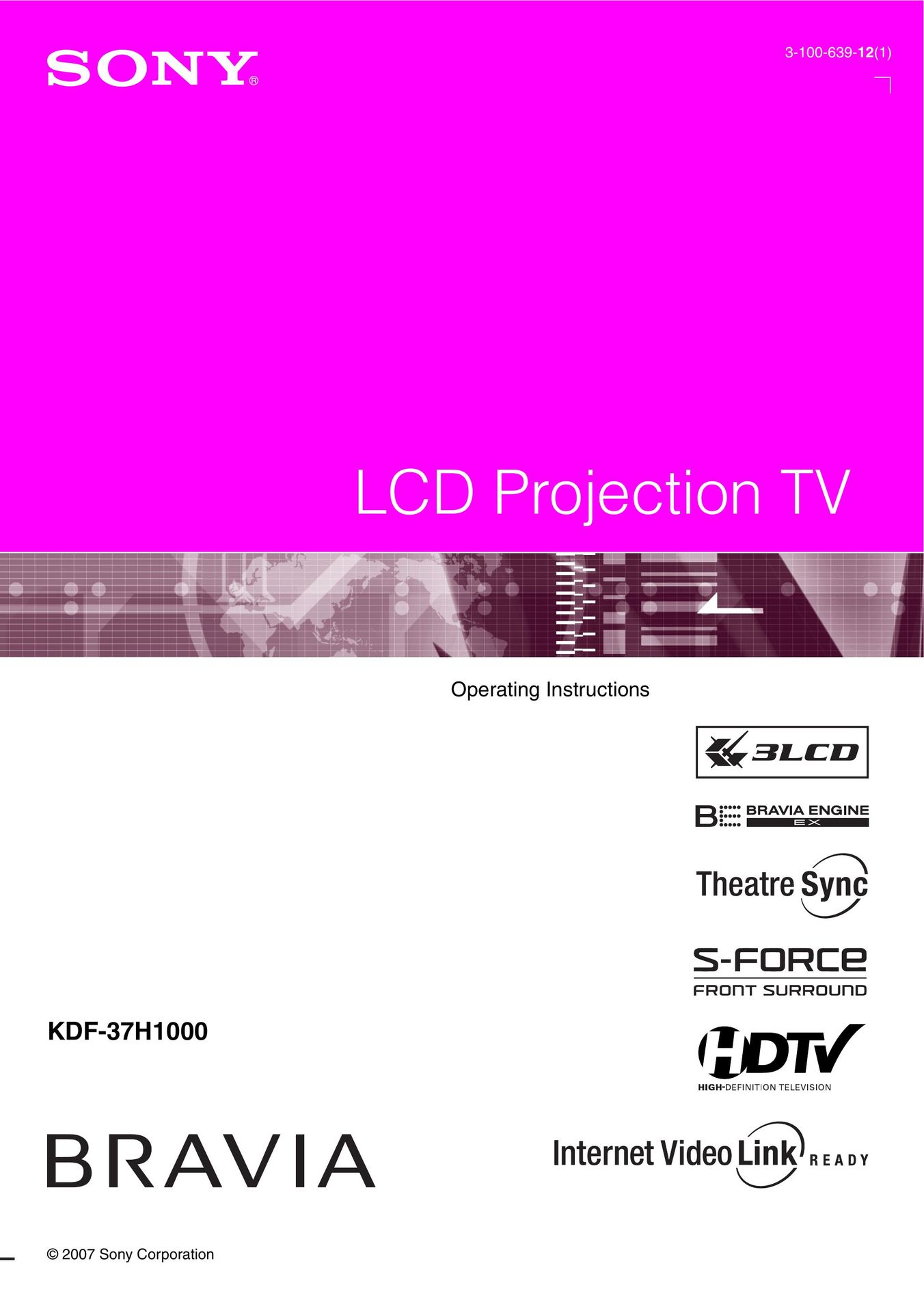 Sony KDF-37H1000 Projection Television User Manual