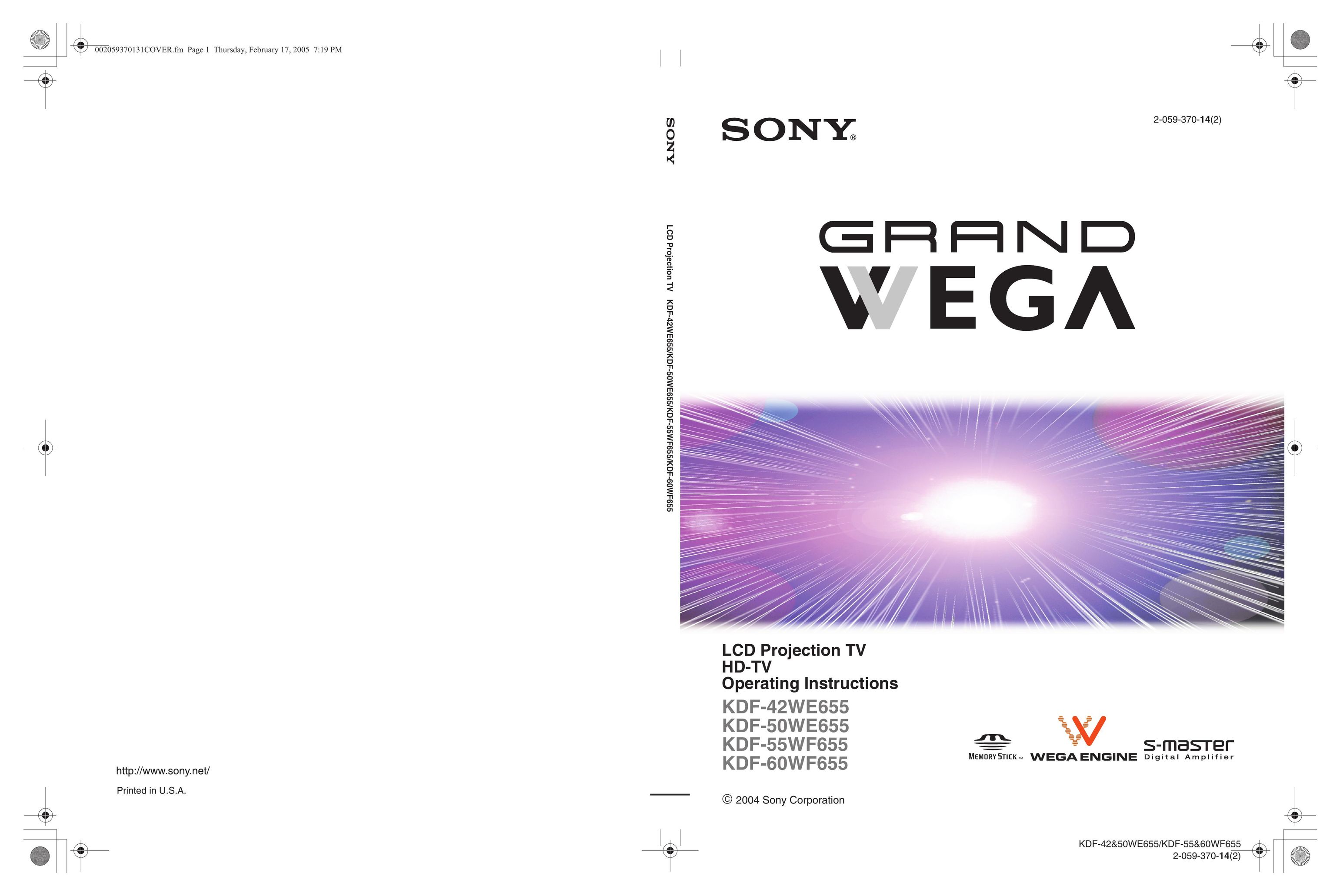 Sony KDF-WE655 series Projection Television User Manual