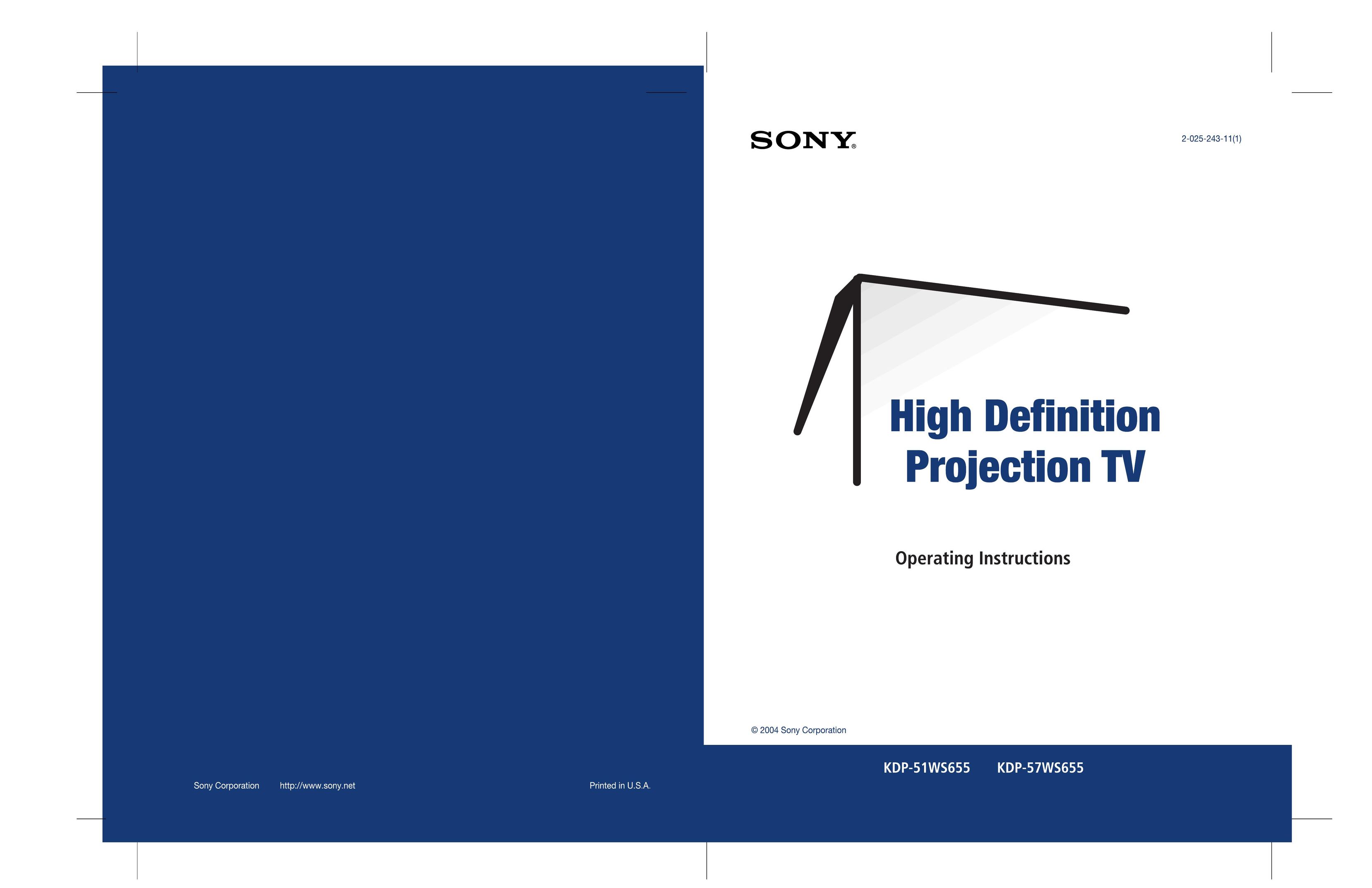 Sony KDP-51WS655, KDP-57WS655 Projection Television User Manual