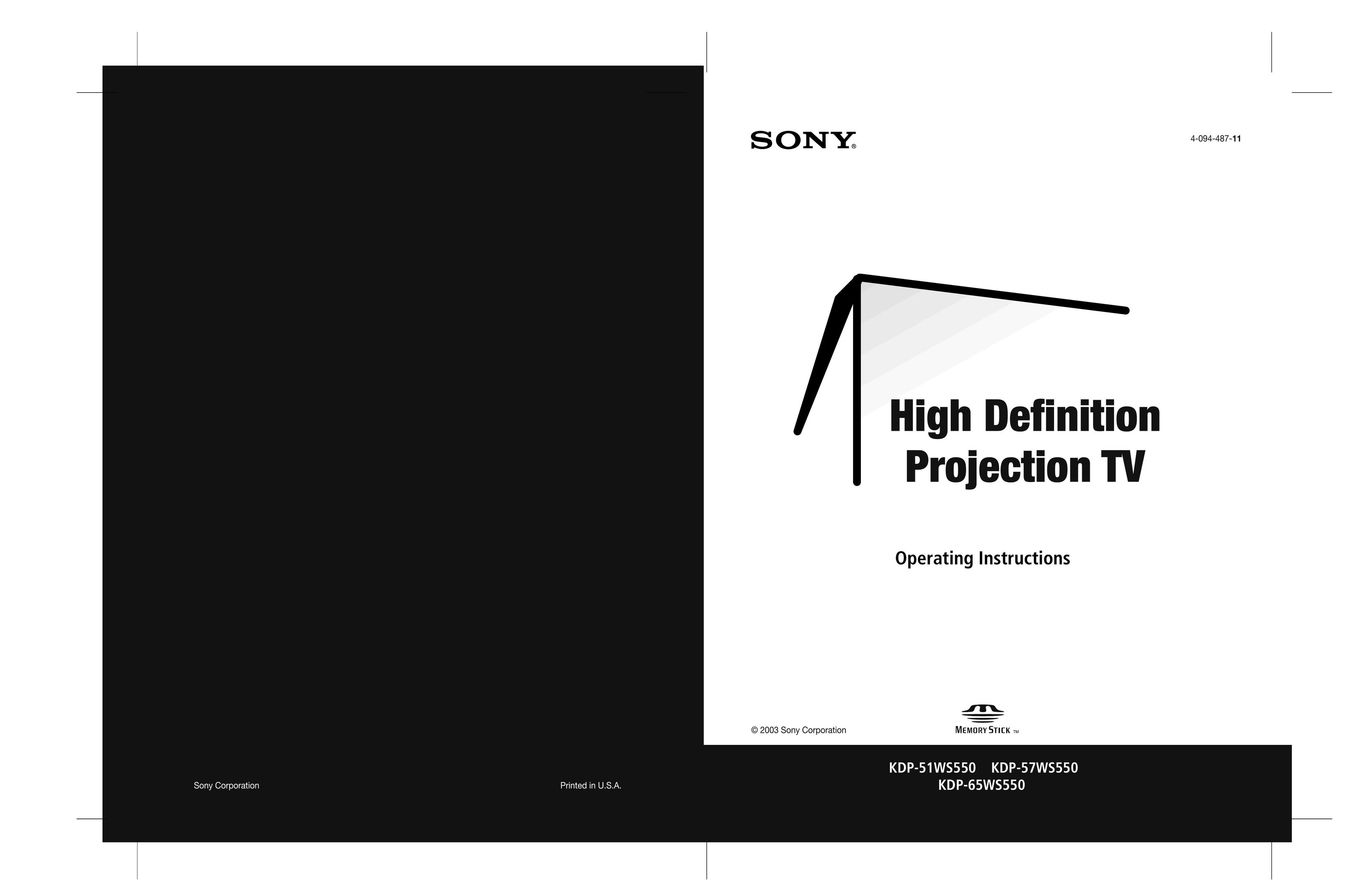Sony KDP-57W5550 Projection Television User Manual