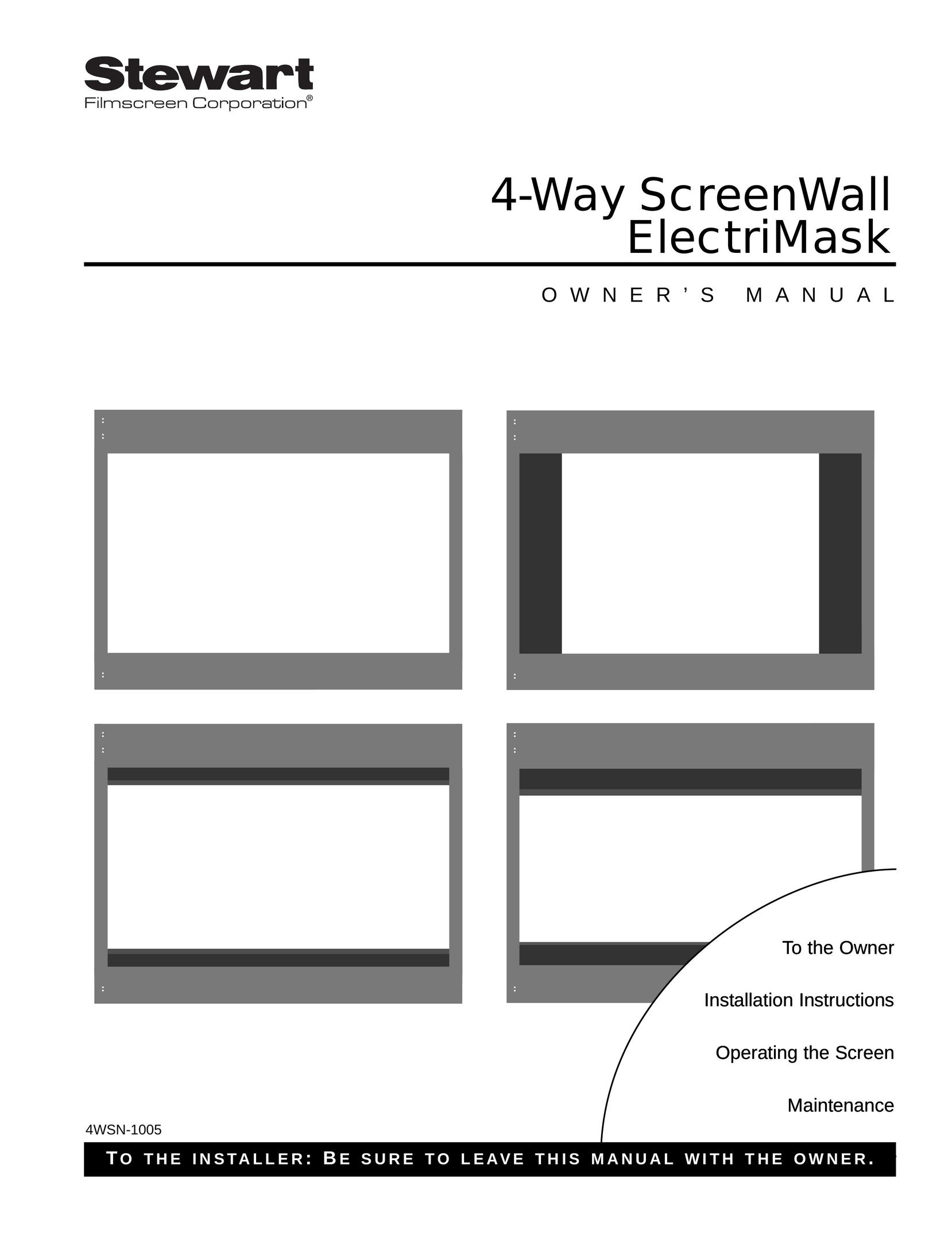 Stewart Filmscreen Corp 4-Way ScreenWall ElectriMask Projection Television User Manual