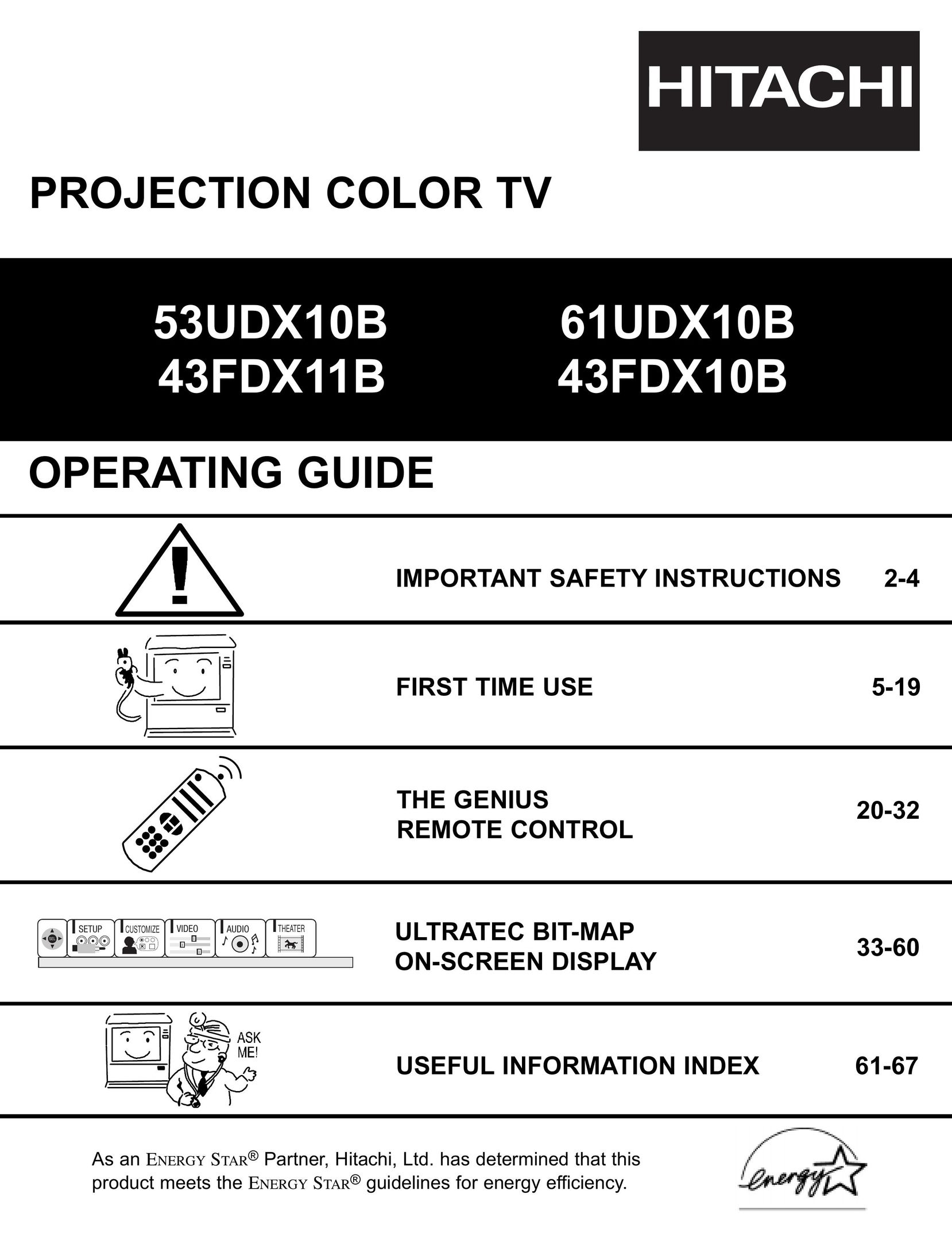 Ultratec 61UDX10B Projection Television User Manual