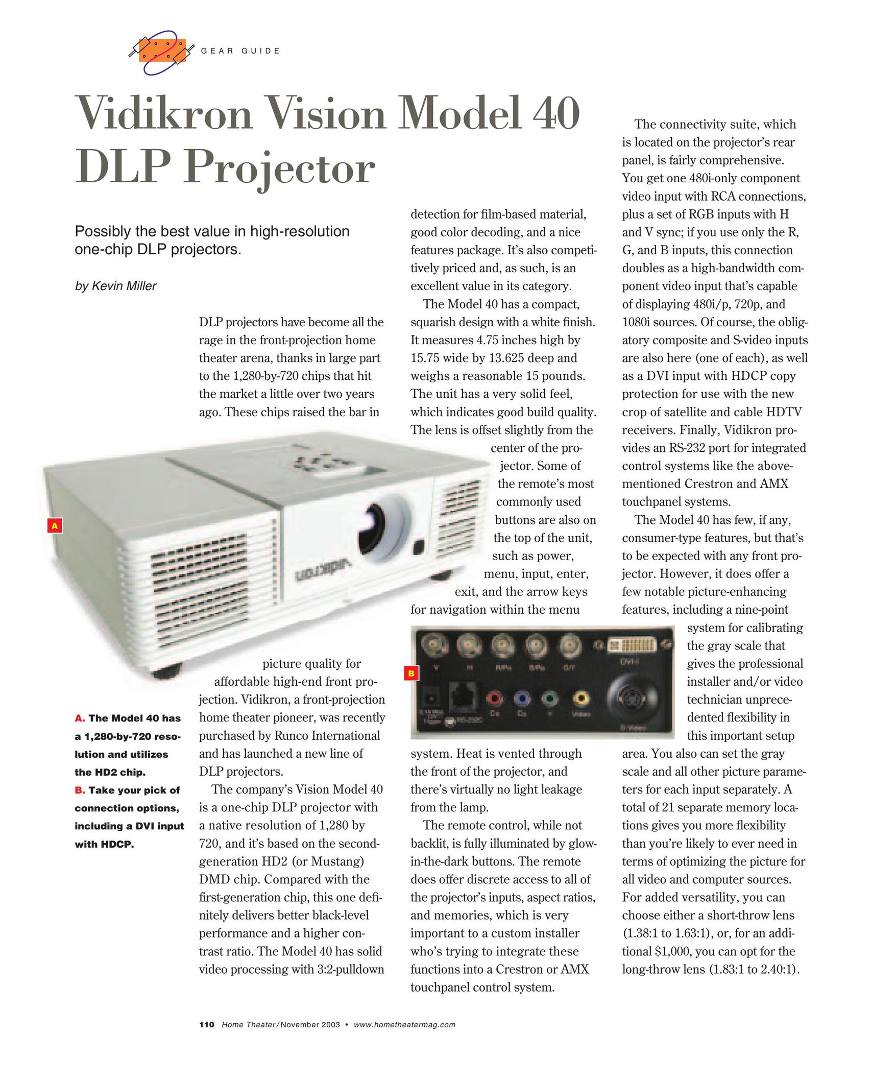 Vidikron 40 HT Projection Television User Manual