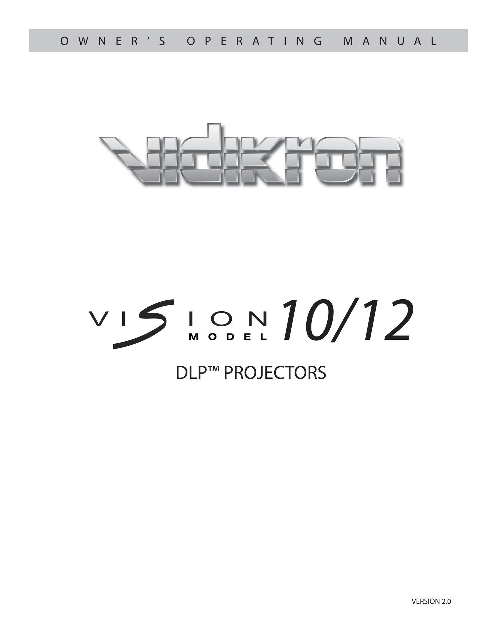 Vidikron Vision 12 Projection Television User Manual