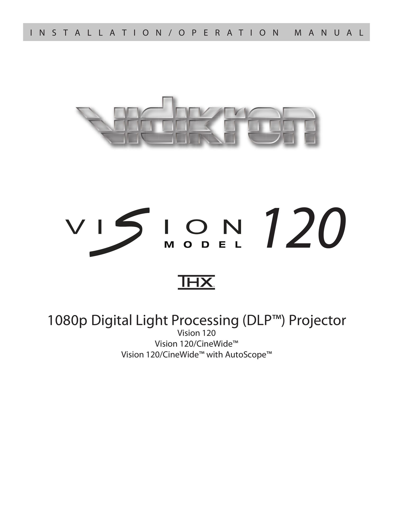 Vidikron Vision 120 Projection Television User Manual