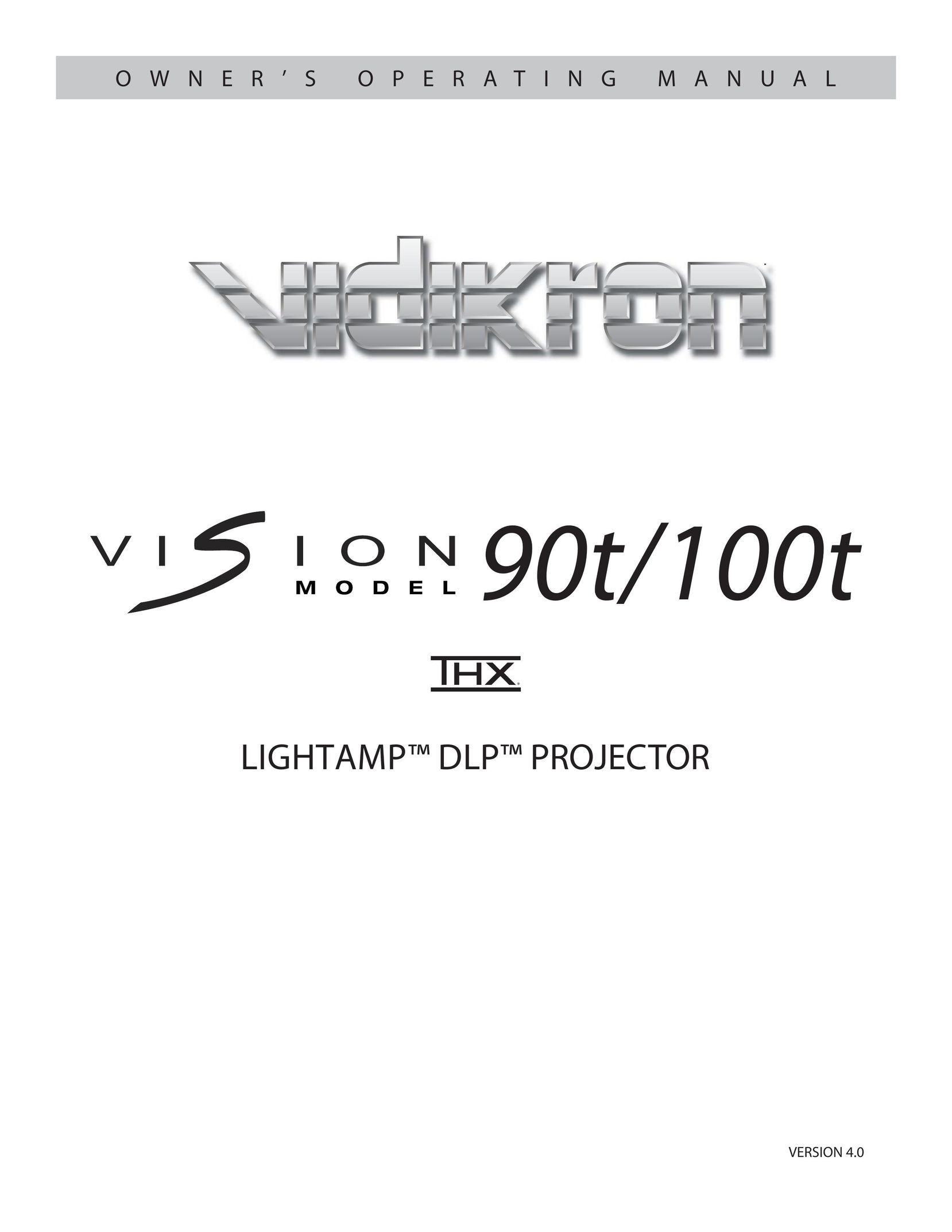 Vidikron Vision 90t Projection Television User Manual