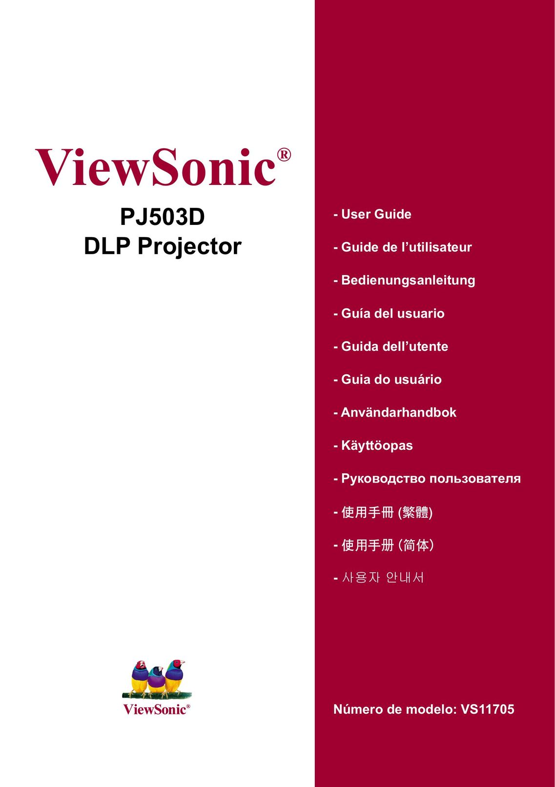 ViewSonic PJ503D Projection Television User Manual