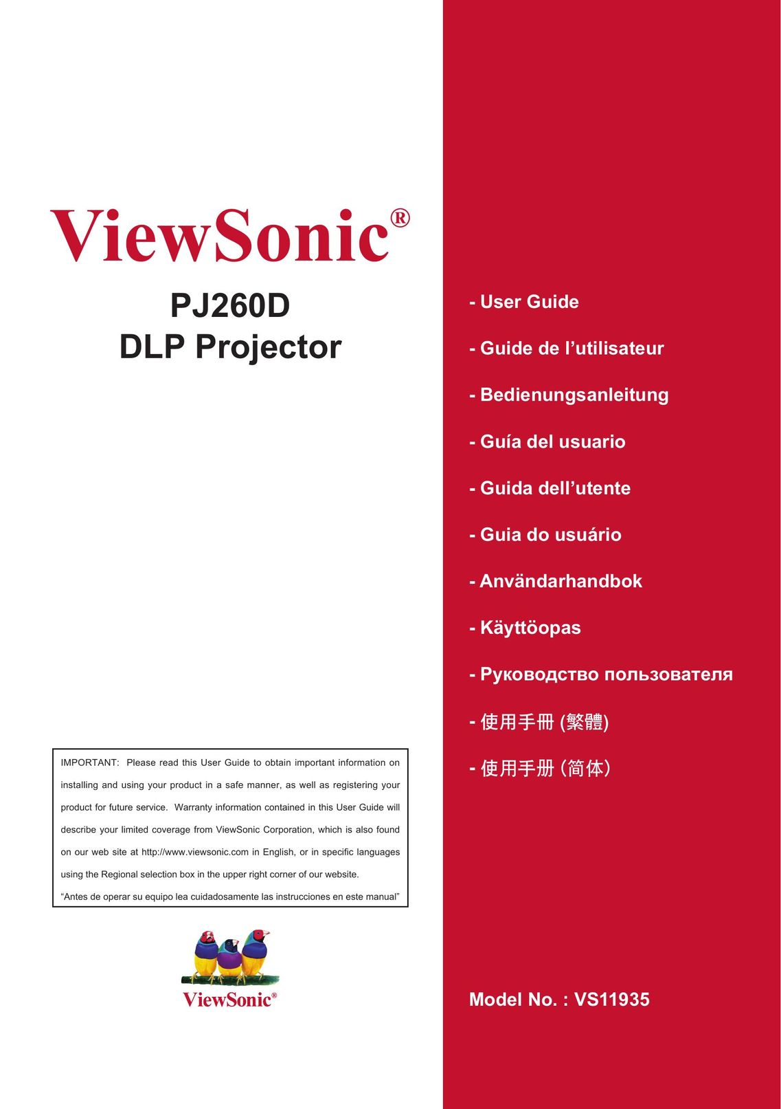 ViewSonic VS11935 Projection Television User Manual