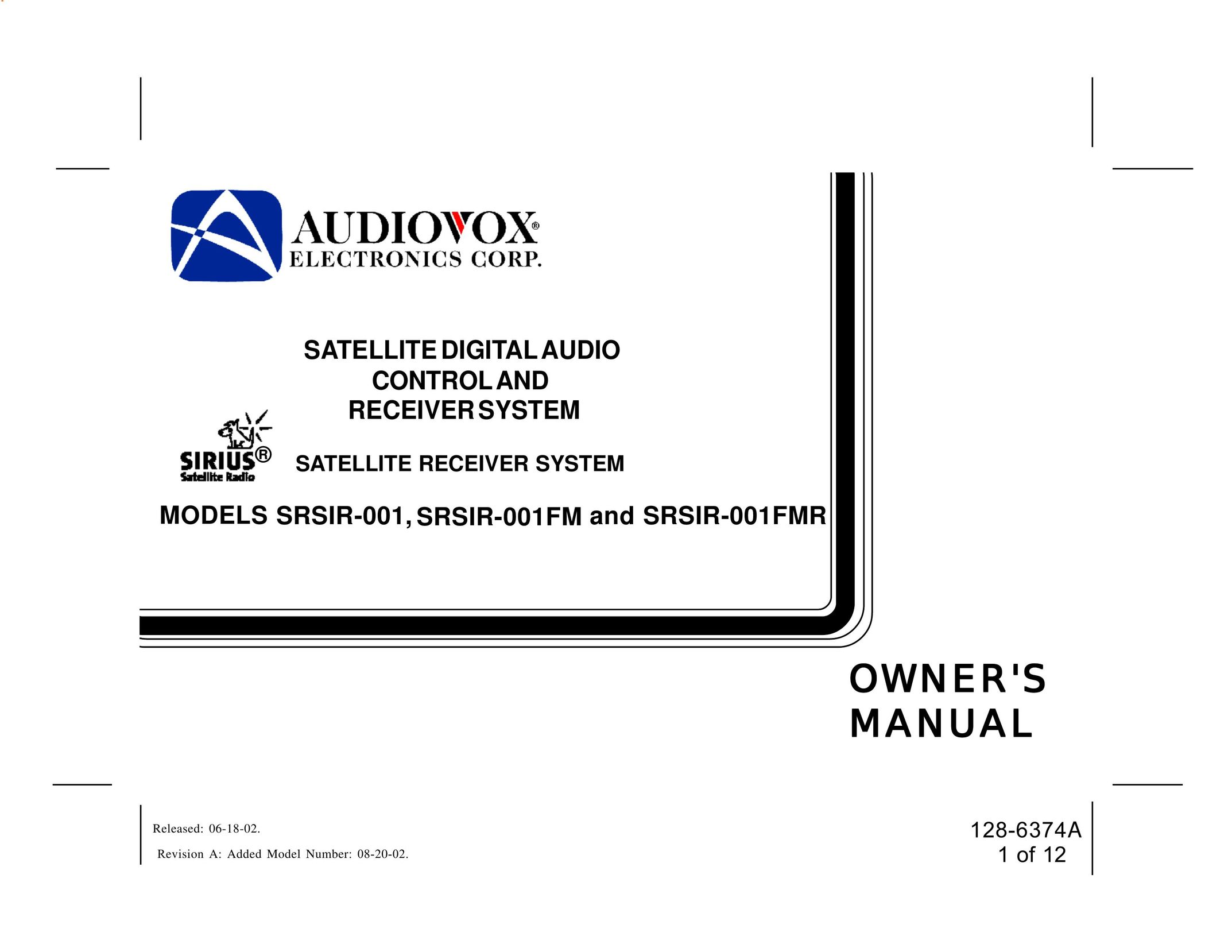 Audiovox SRSIR-001FM, SRSIR-001FMR Satellite TV System User Manual