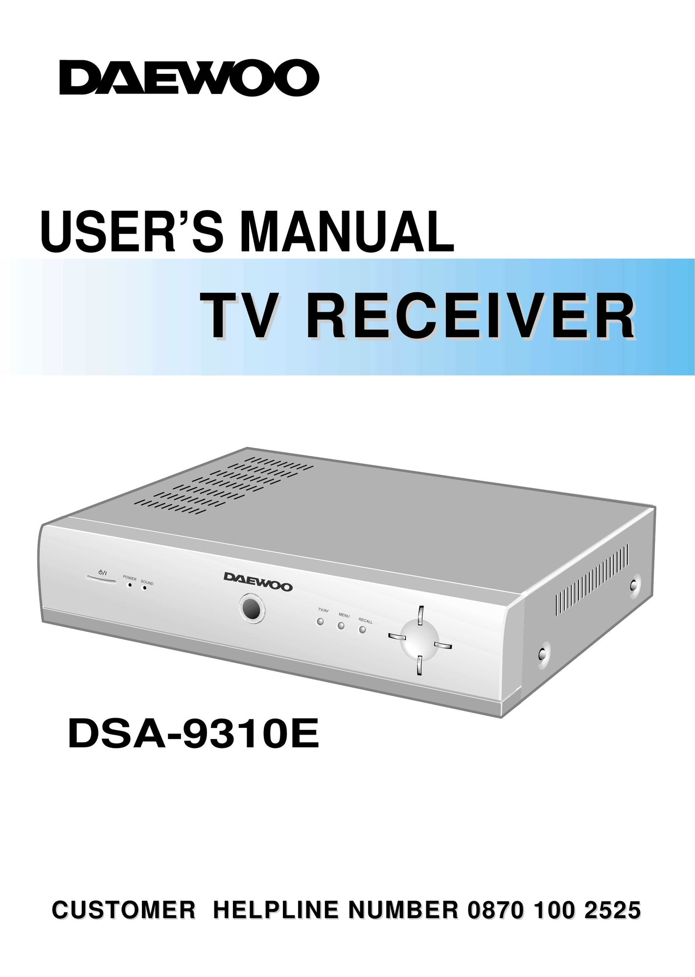 Daewoo DSA-9310E Satellite TV System User Manual