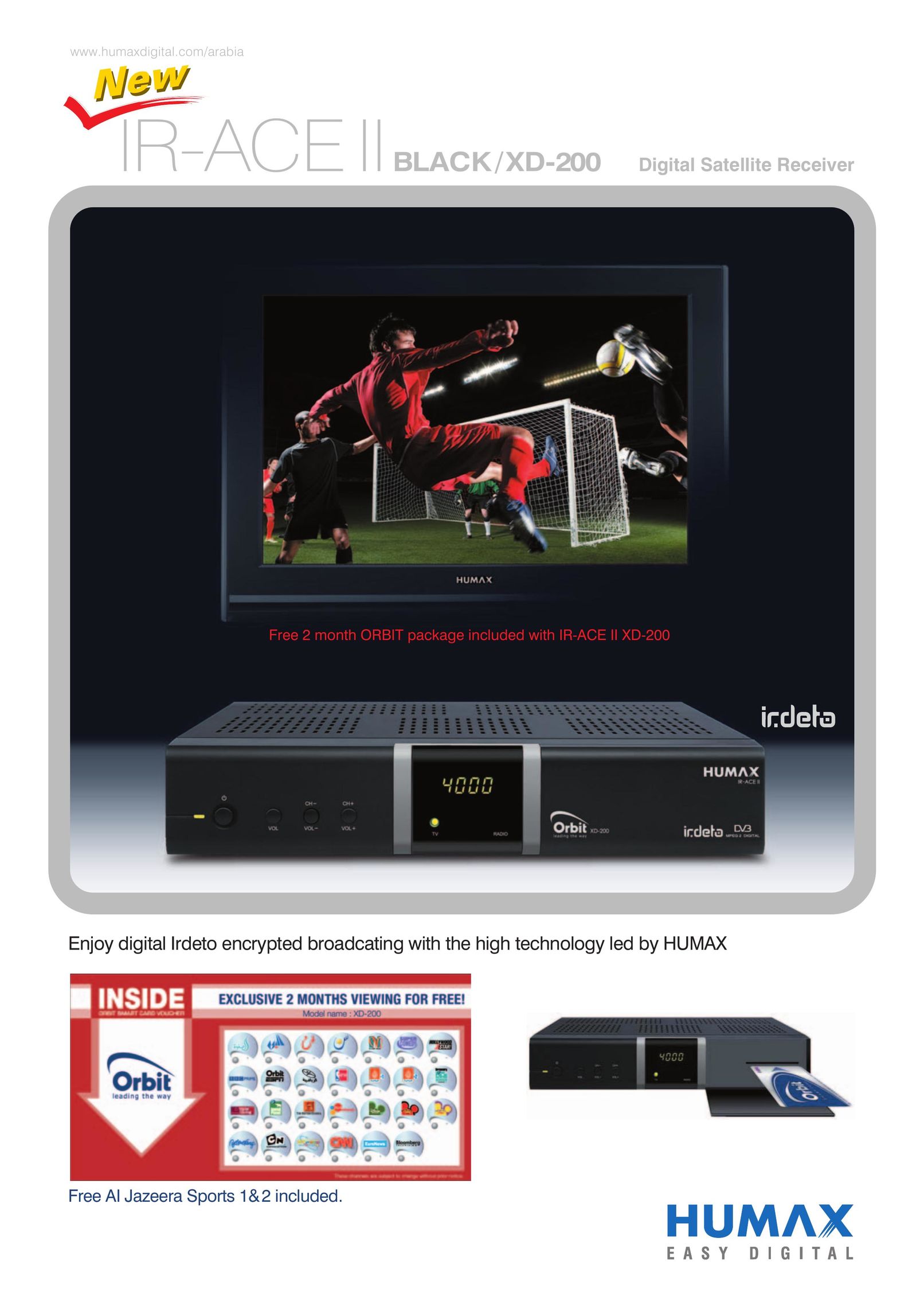 Humax Black/XD-200 Satellite TV System User Manual