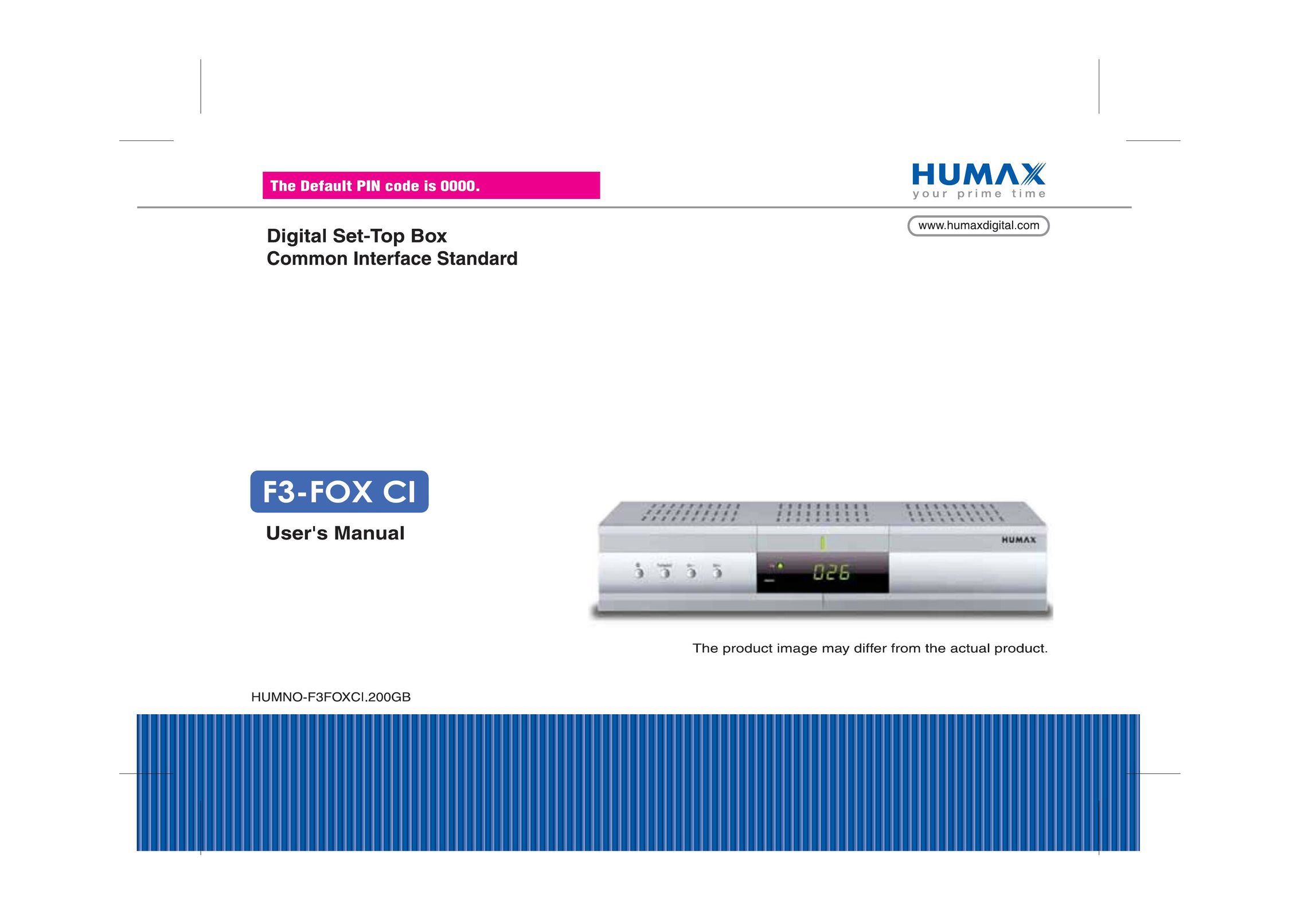Humax F3-FOX CI Satellite TV System User Manual
