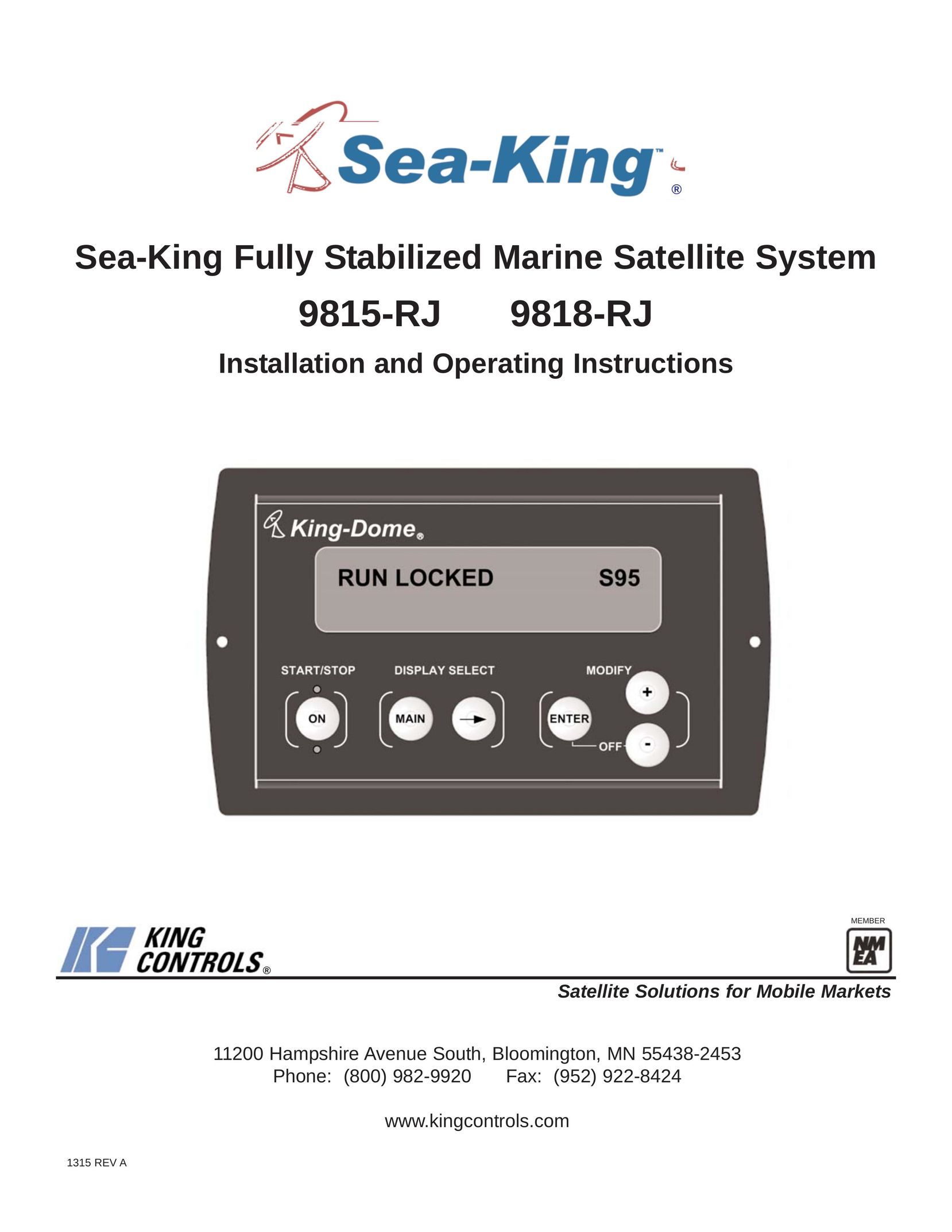 King Canada 9815-RJ Satellite TV System User Manual