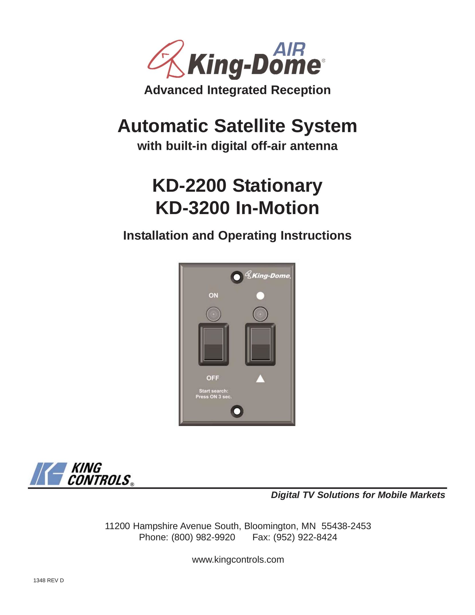 King Controls KD-2200 Satellite TV System User Manual