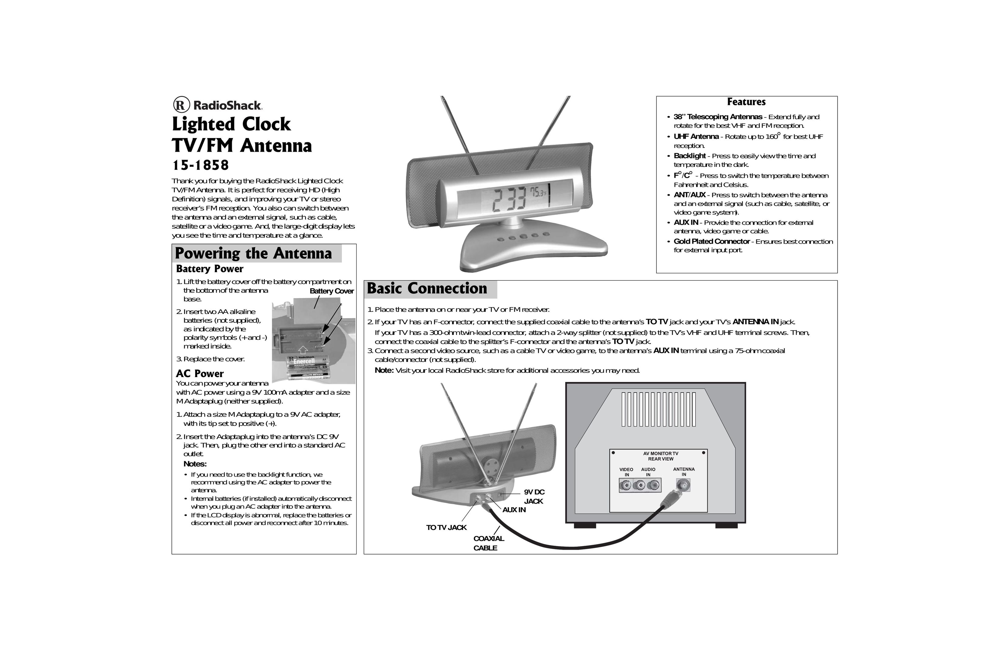 Radio Shack 15-1858 Satellite TV System User Manual