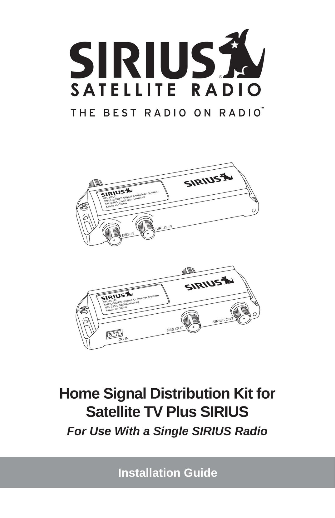 Sirius Satellite Radio SR-101C Satellite TV System User Manual