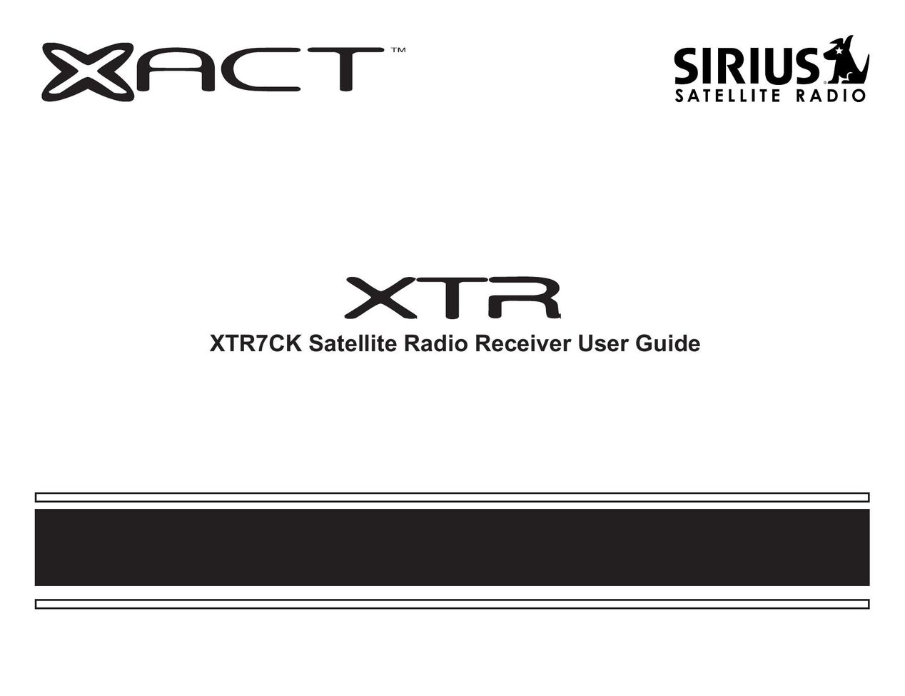 Sirius Satellite Radio XTR7CK Satellite TV System User Manual