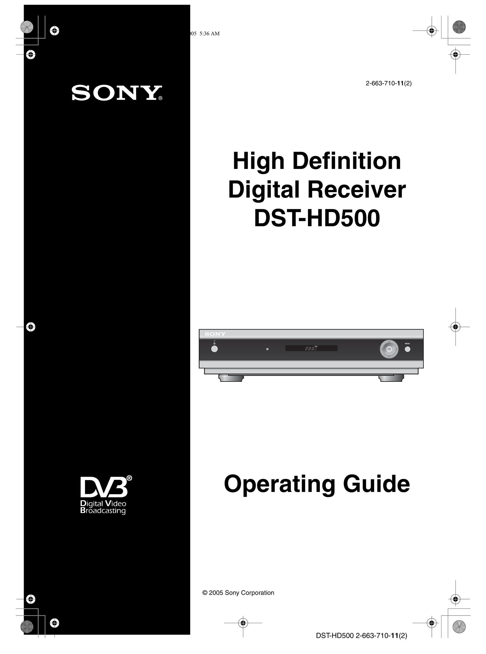 Sony DST-HD500 Satellite TV System User Manual