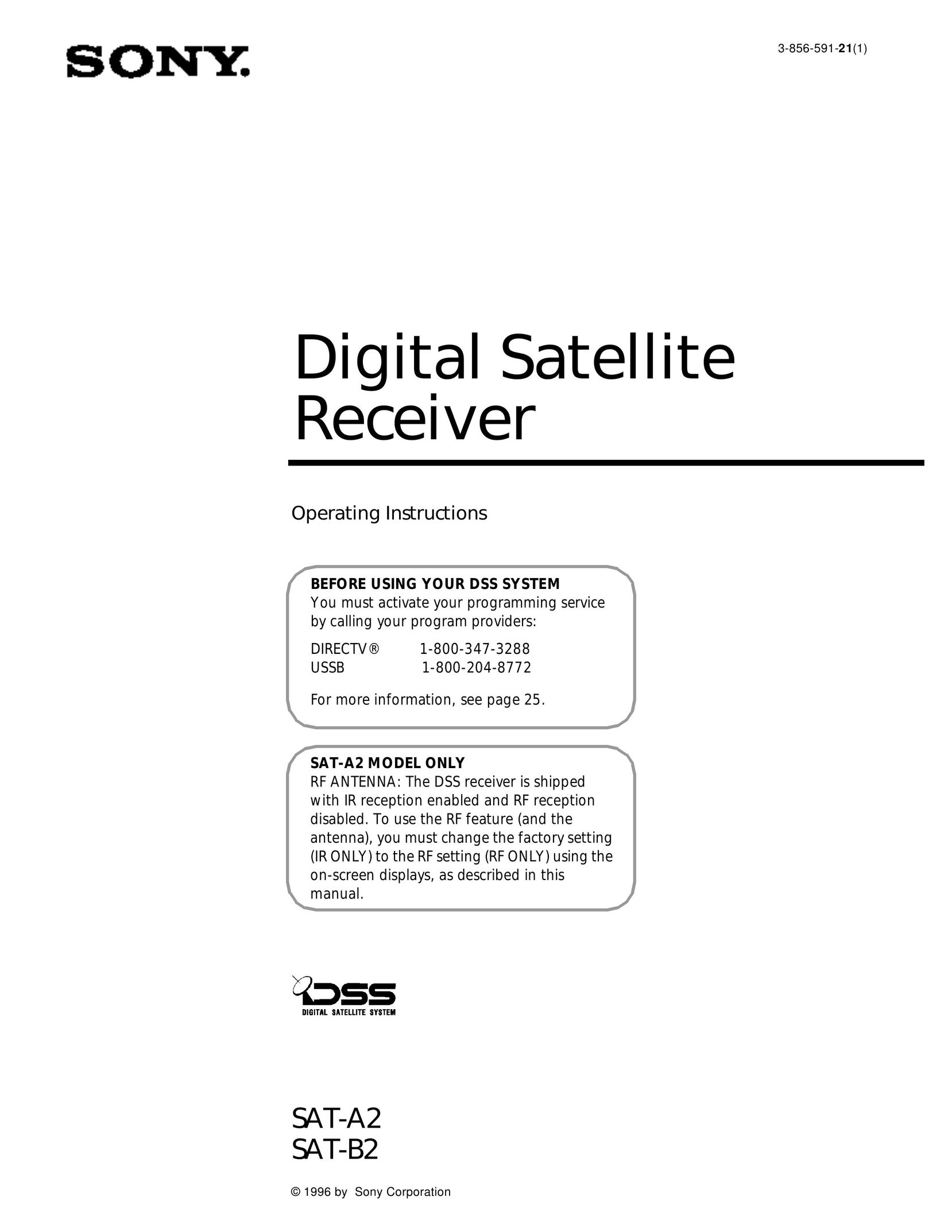 Sony SAT-A2 Satellite TV System User Manual