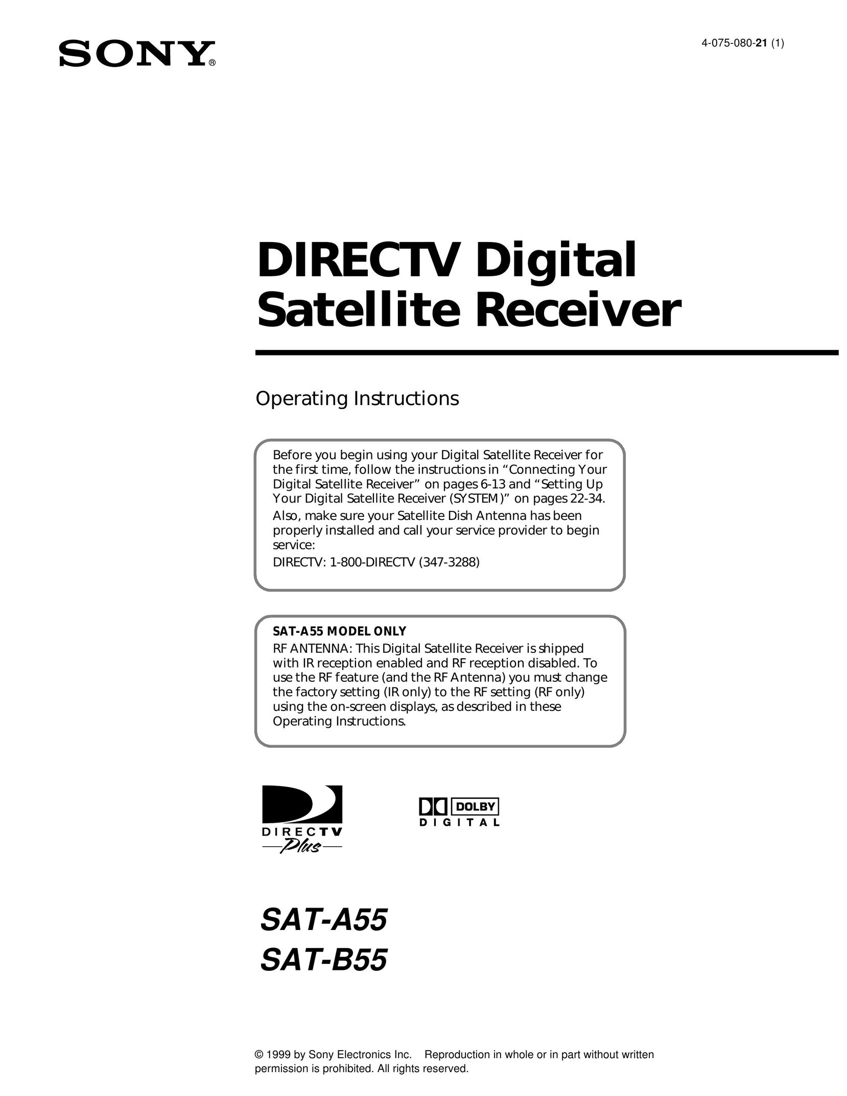 Sony SAT-A55 Satellite TV System User Manual