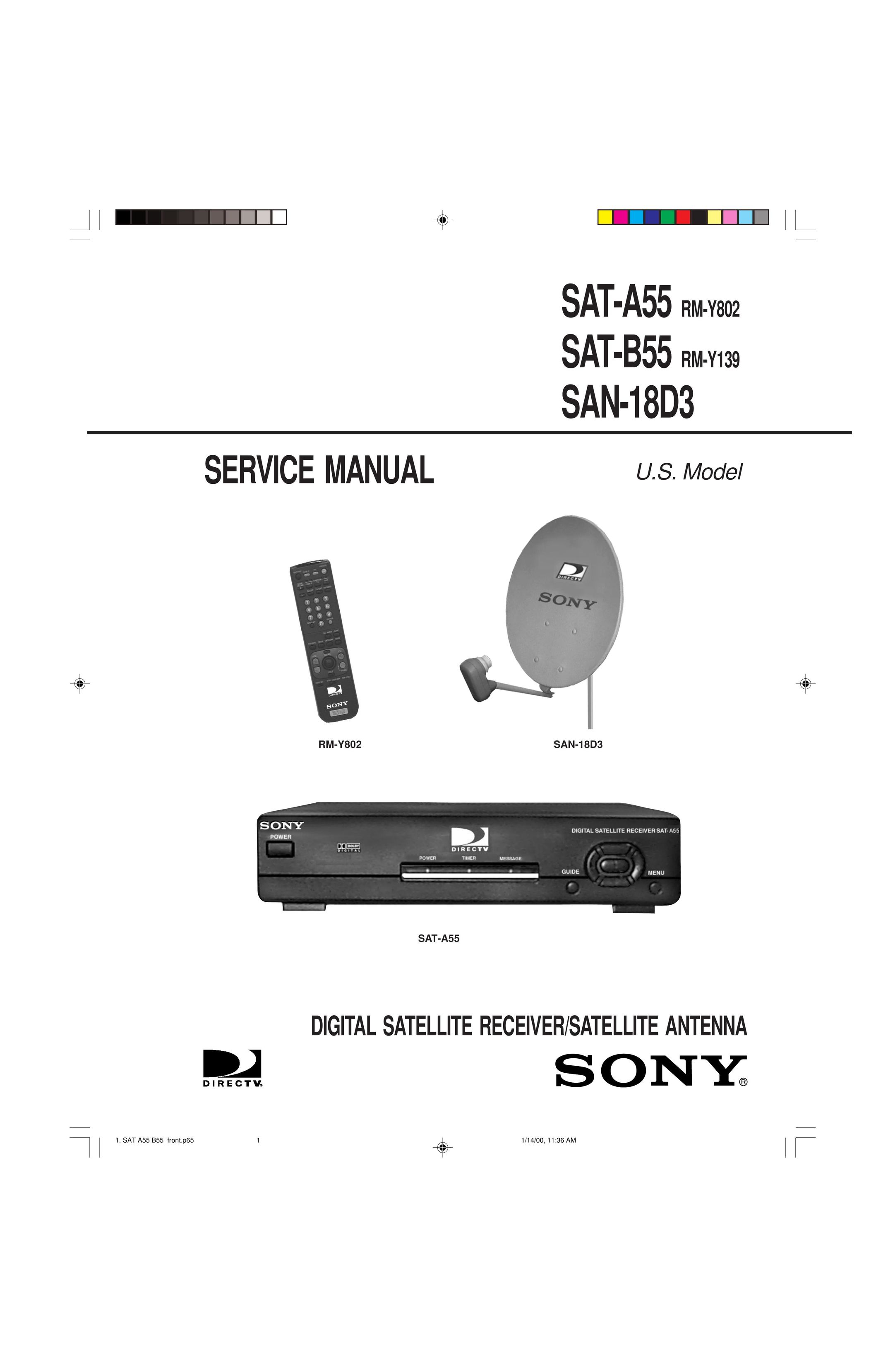 Sony SAT-A55 RM-Y802 Satellite TV System User Manual
