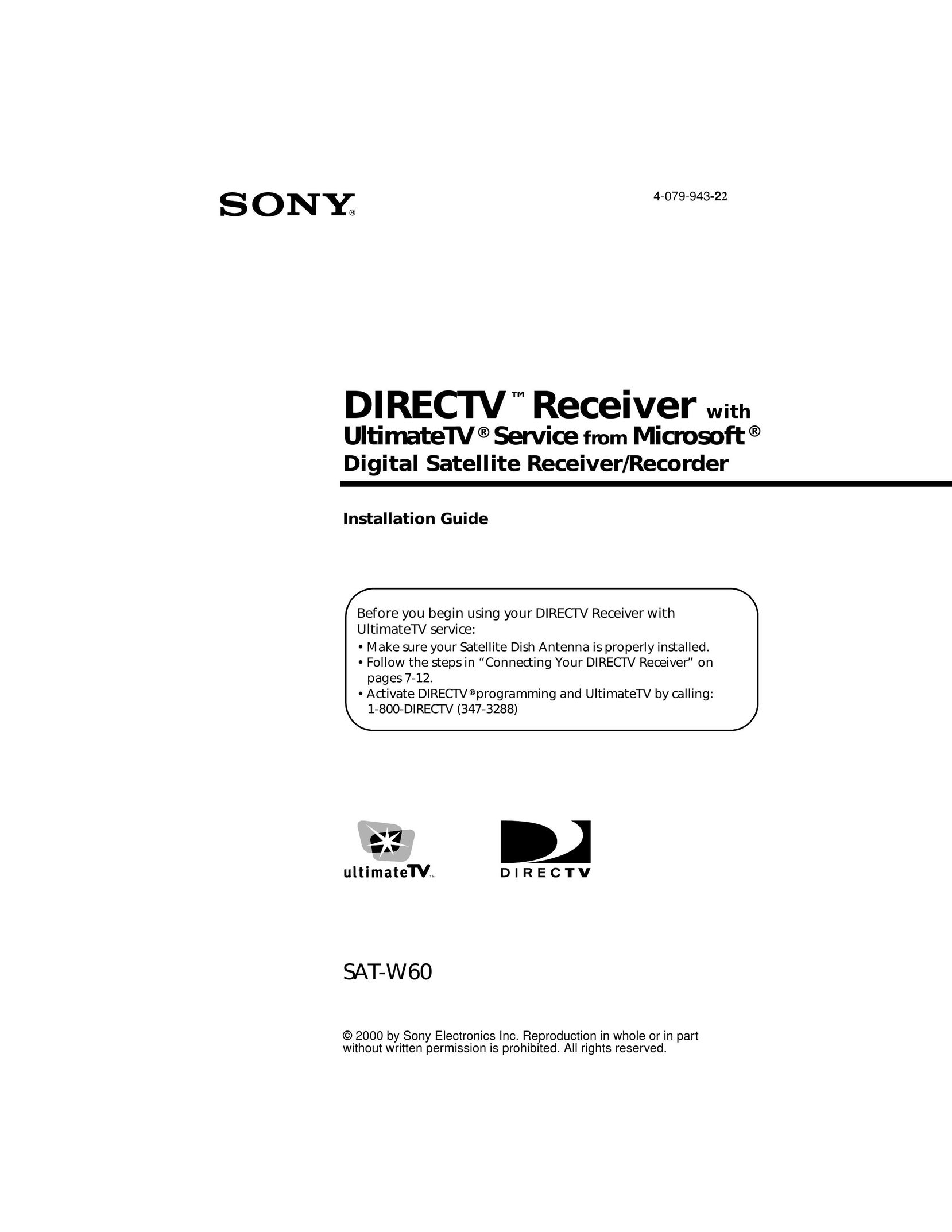 Sony SAT-W60 Satellite TV System User Manual