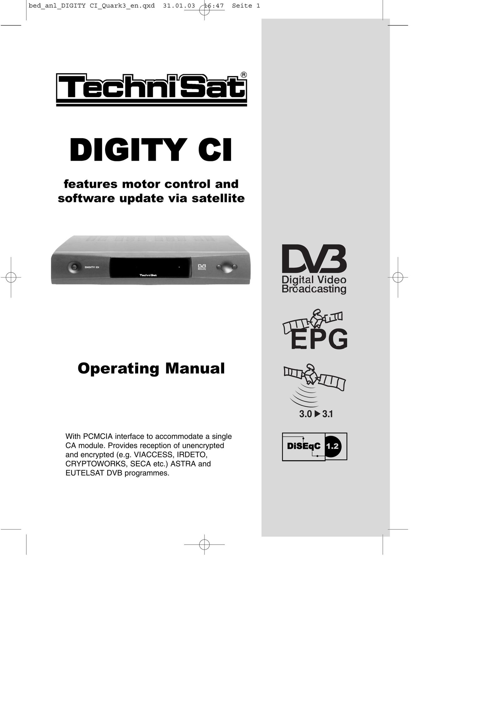 TechniSat DIGITY CI Operating Manual Satellite TV System User Manual