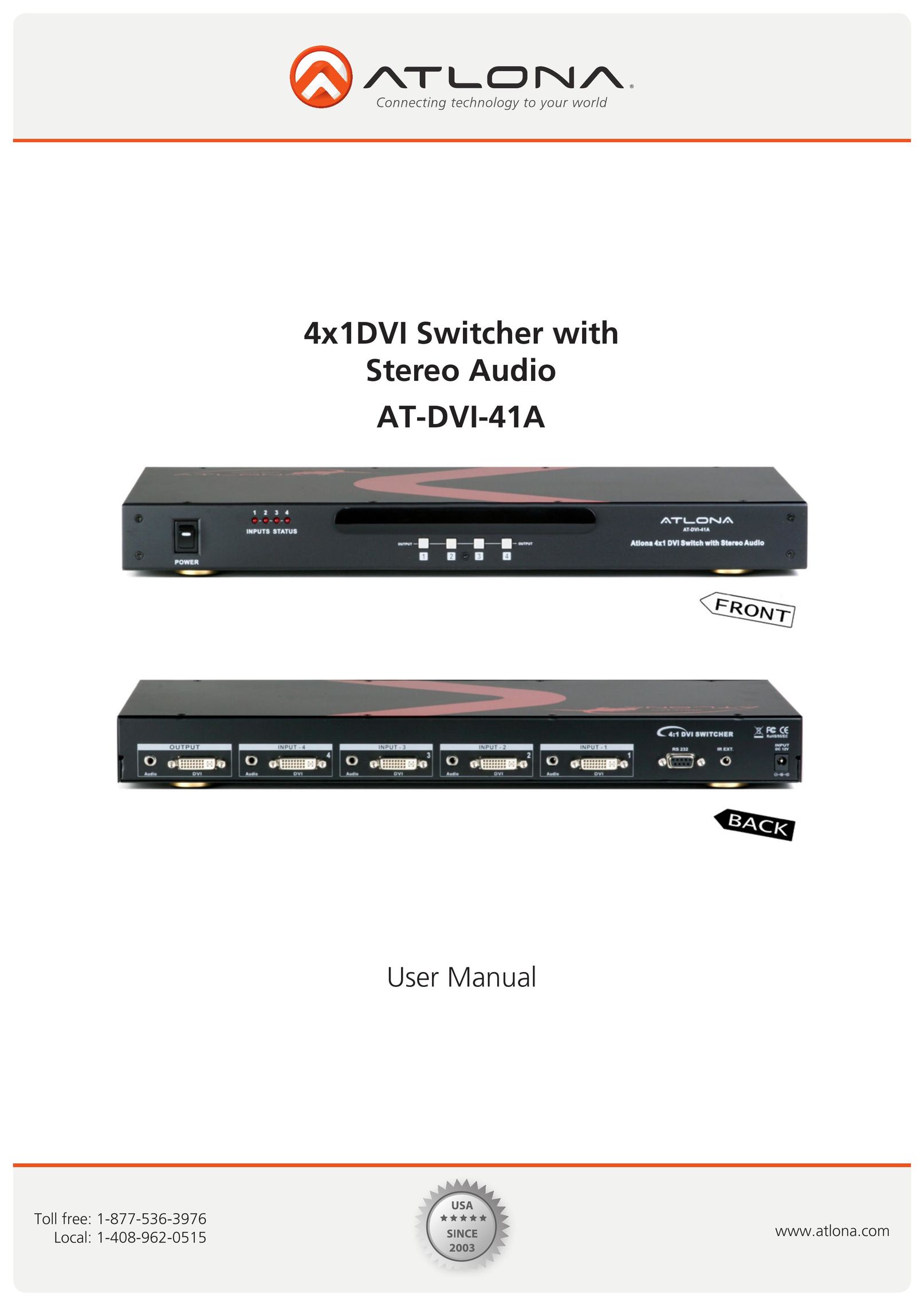 Atlona AT-DVI-41A TV Antenna User Manual
