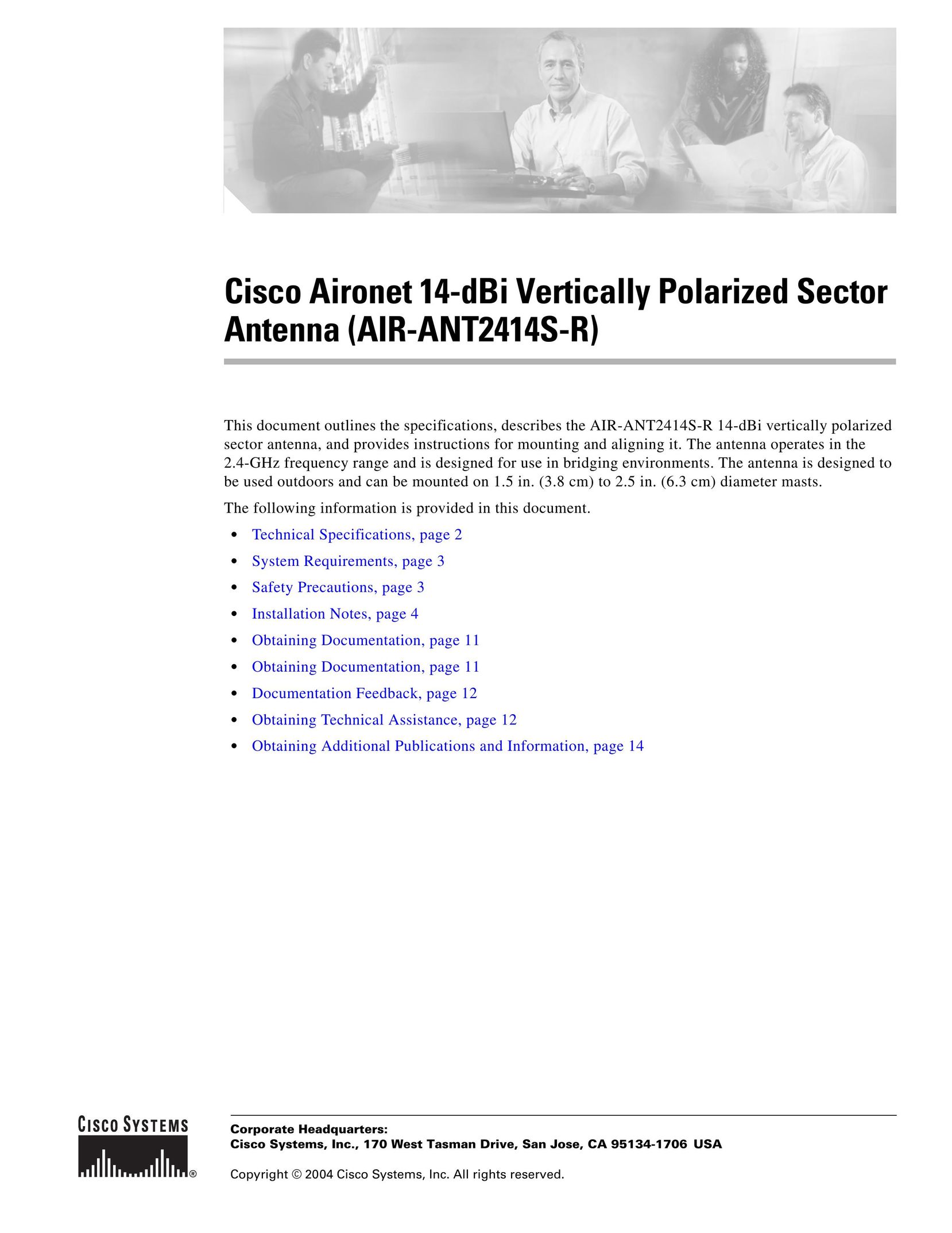 Cisco Systems AIR-ANT2414S-R TV Antenna User Manual