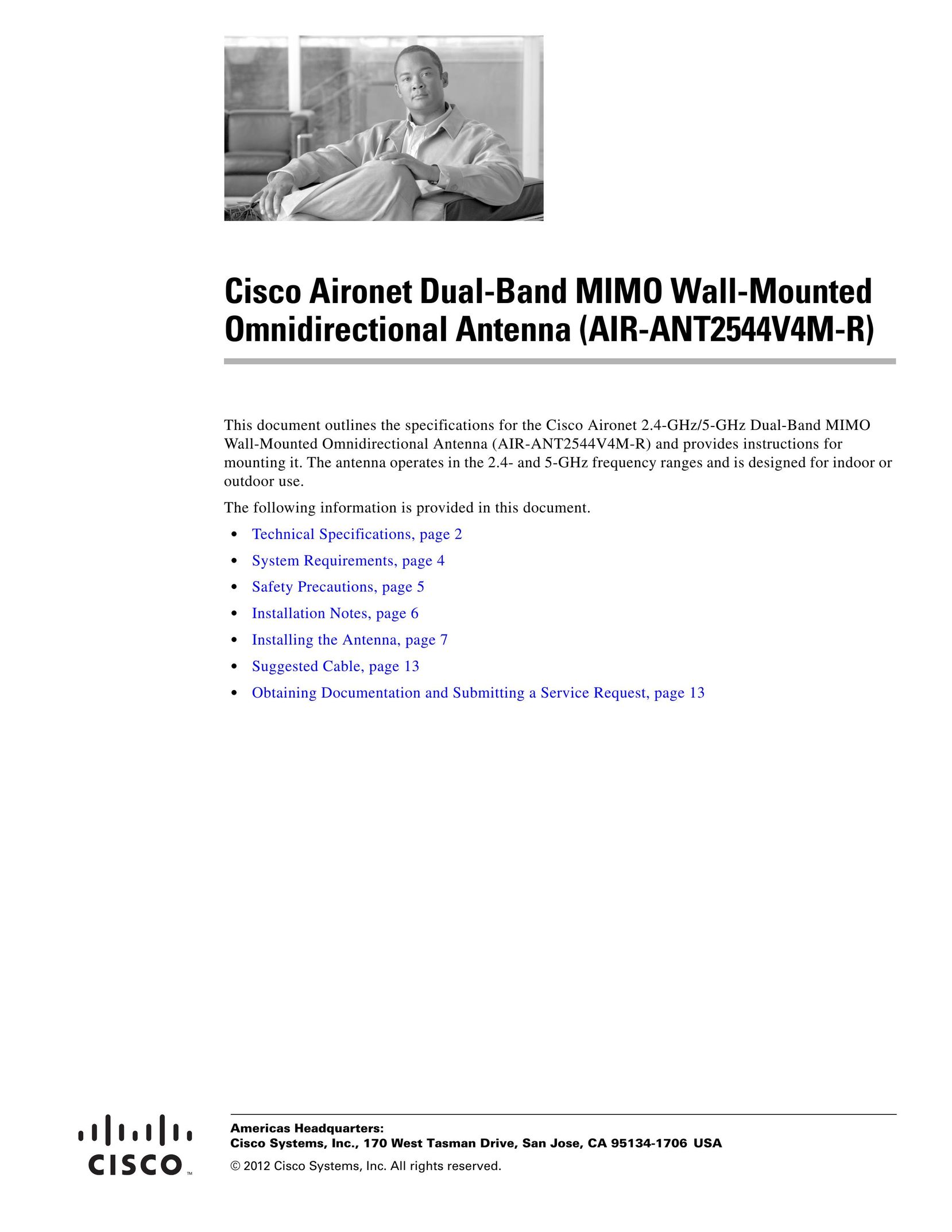 Cisco Systems AIRANT2544V4MR TV Antenna User Manual