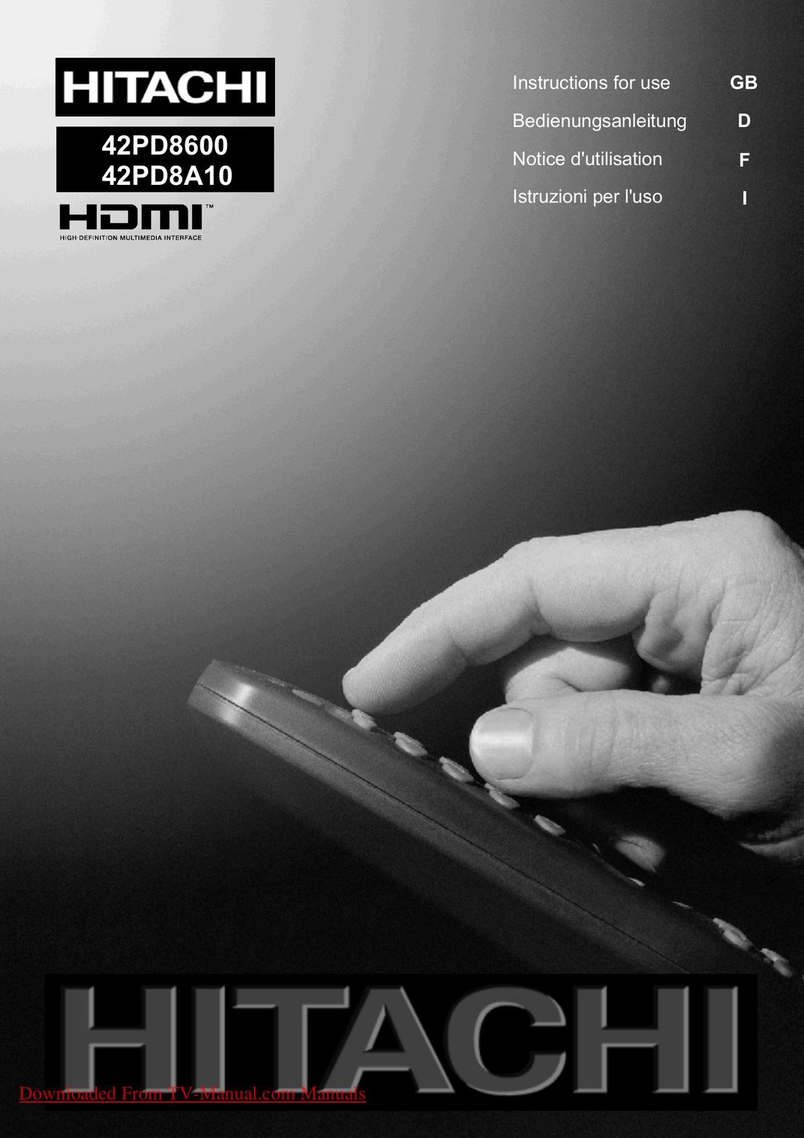 Hitachi 42PD8600 TV Antenna User Manual