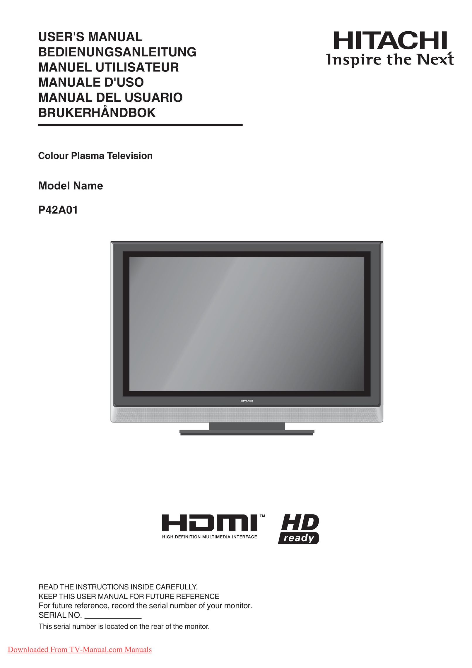 Hitachi P42A01 TV Antenna User Manual