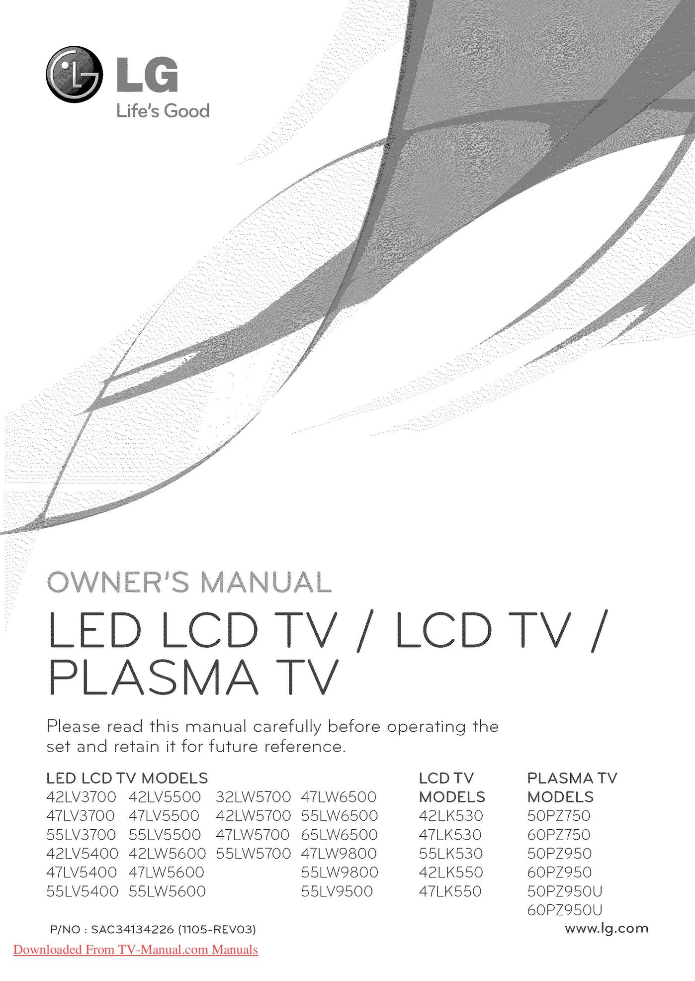 LG Electronics 32LW5700 TV Antenna User Manual