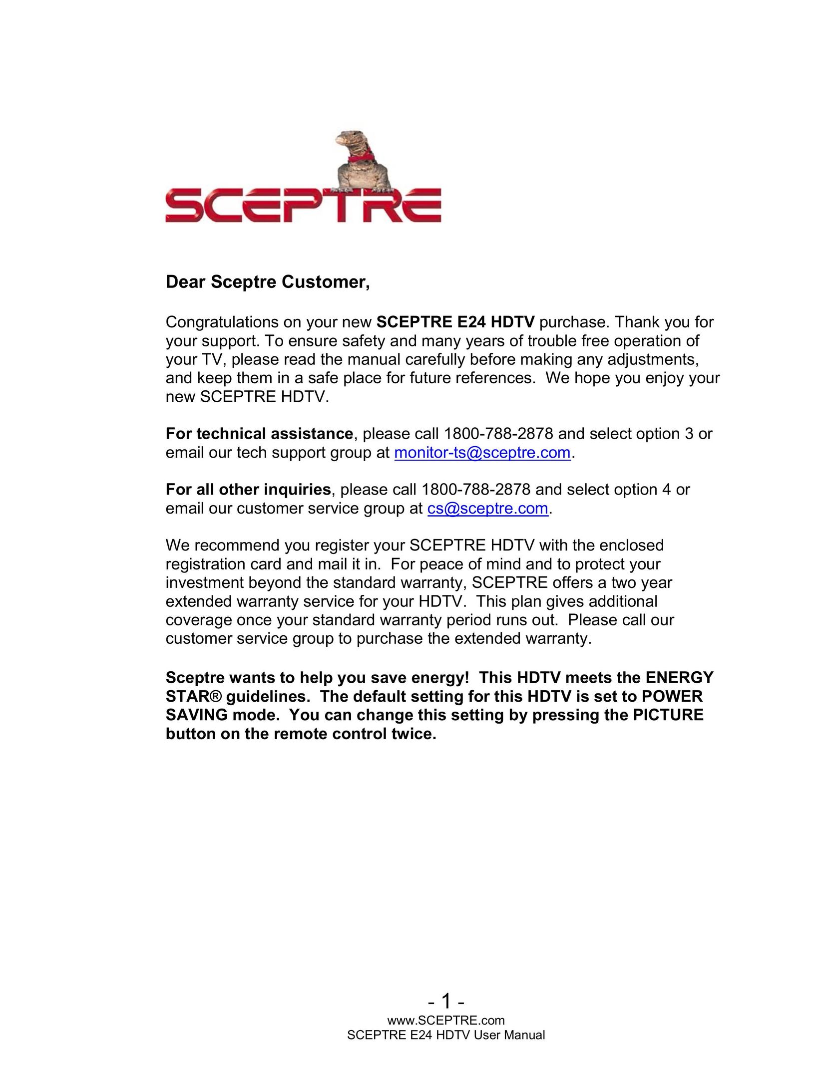 Sceptre Technologies HDTV TV Antenna User Manual
