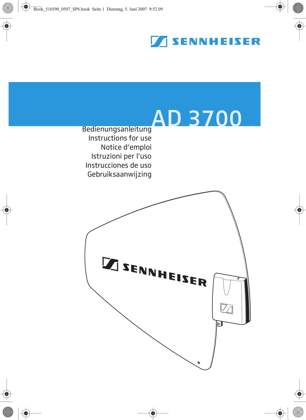 Sennheiser AD 3700 TV Antenna User Manual