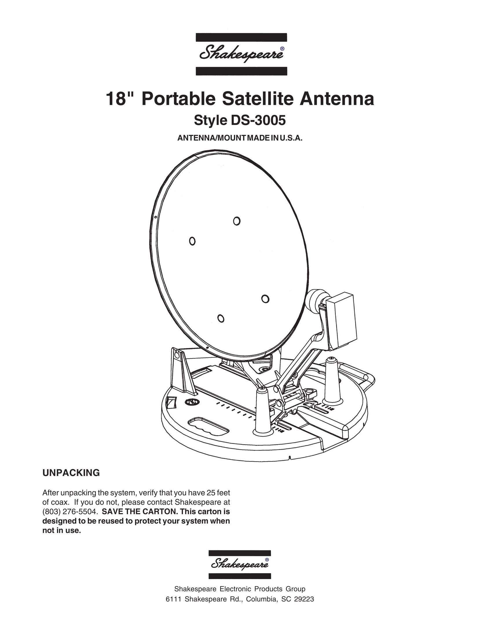 Shakespeare Electronic DS-3005 TV Antenna User Manual