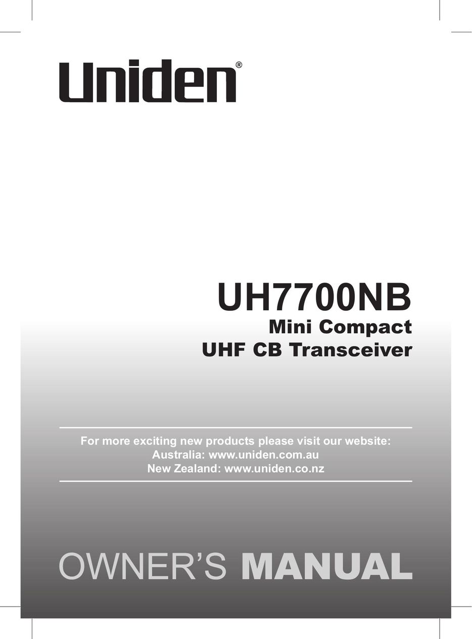 Uniden UH770NB TV Antenna User Manual