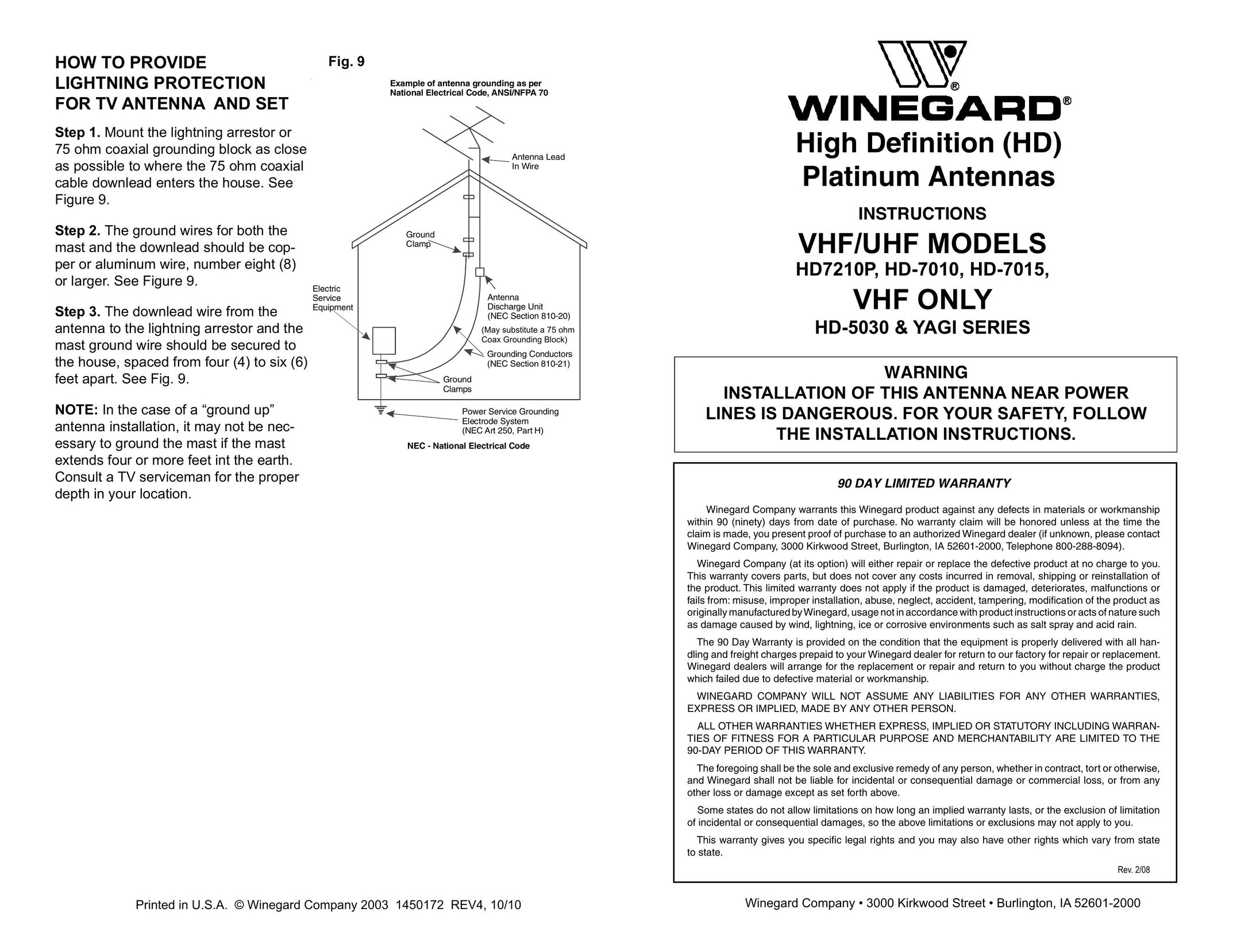 Winegard HD-5030 TV Antenna User Manual