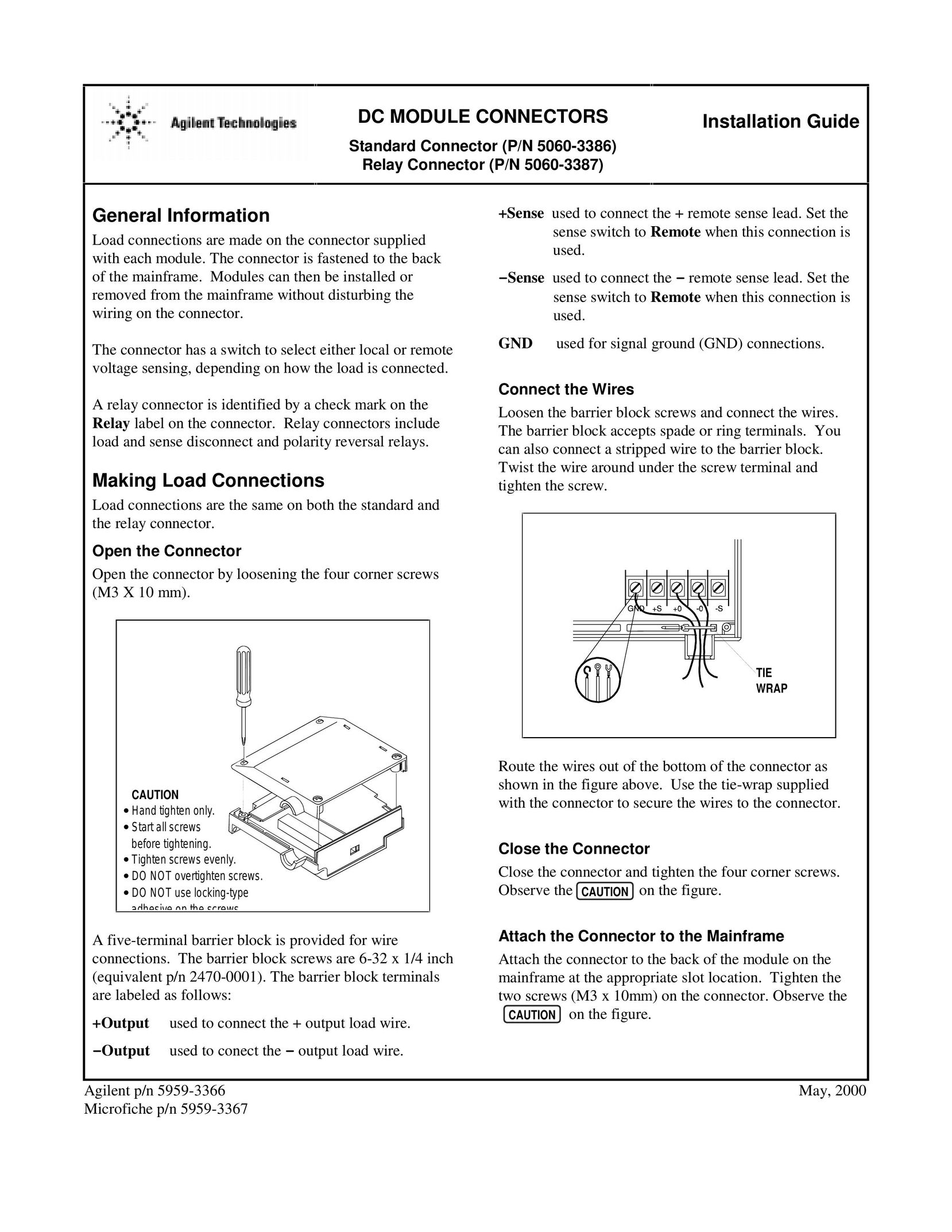 Agilent Technologies 5060-3386 TV Cables User Manual