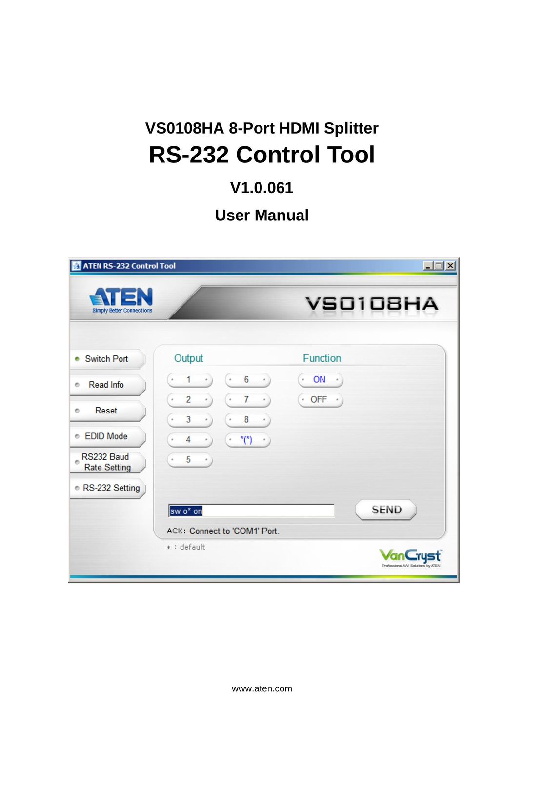 ATEN Technology VS0108HA TV Cables User Manual