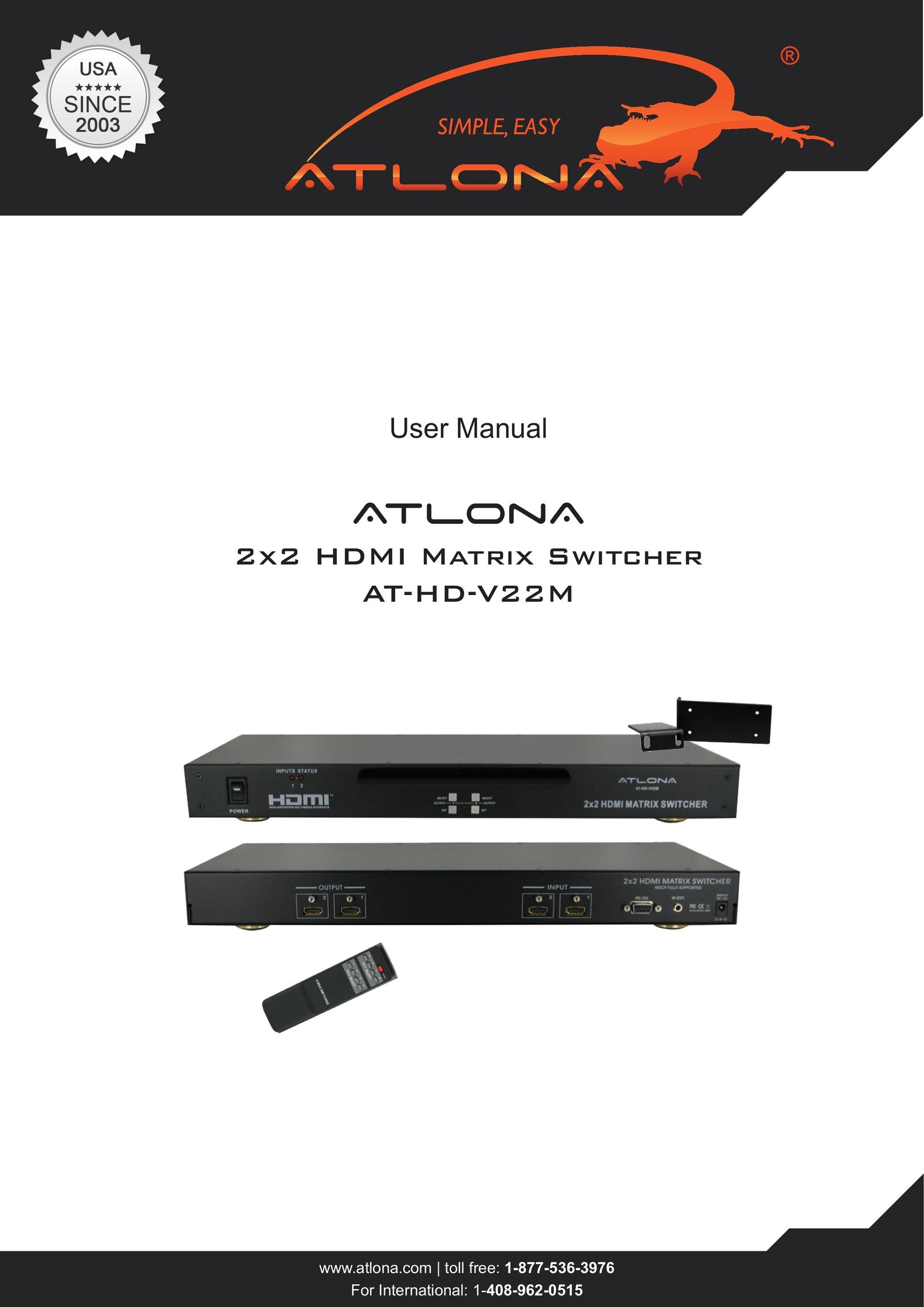 Atlona AT-HD-V22M TV Cables User Manual